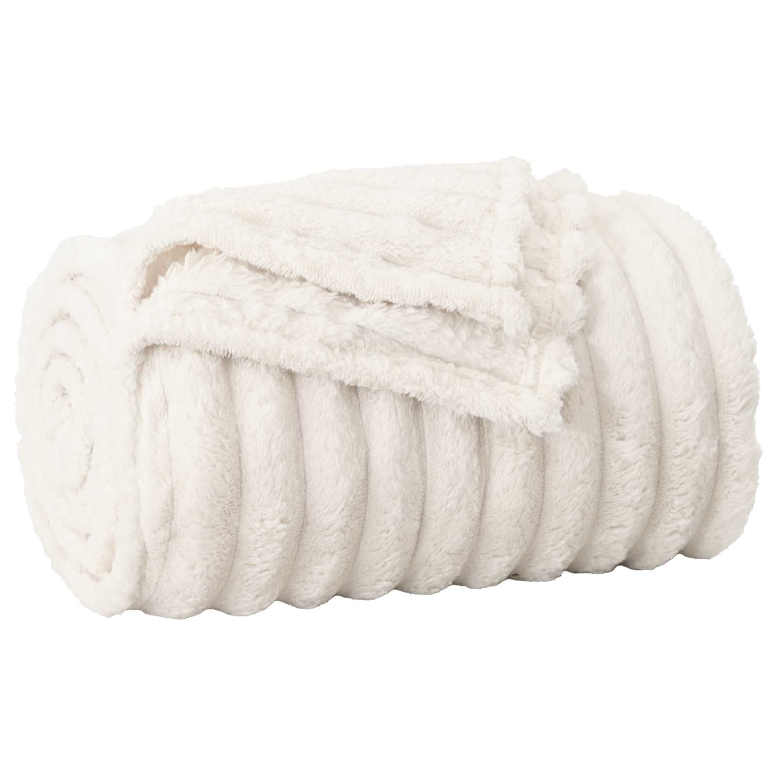 Überwurfdecke Creme 150 x 130 cm Fleece