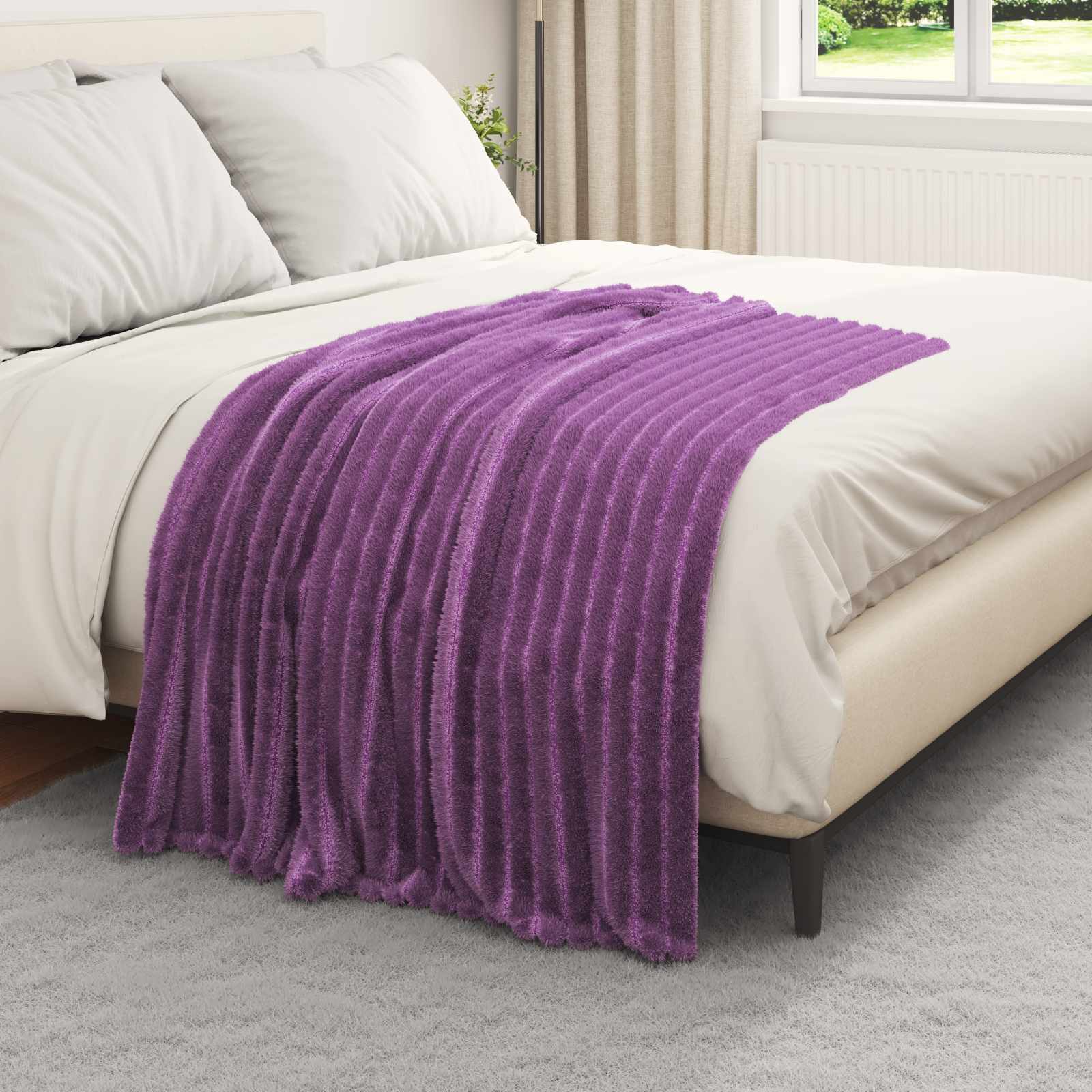 Überwurfdecke Lila 150 x 130 cm Fleece
