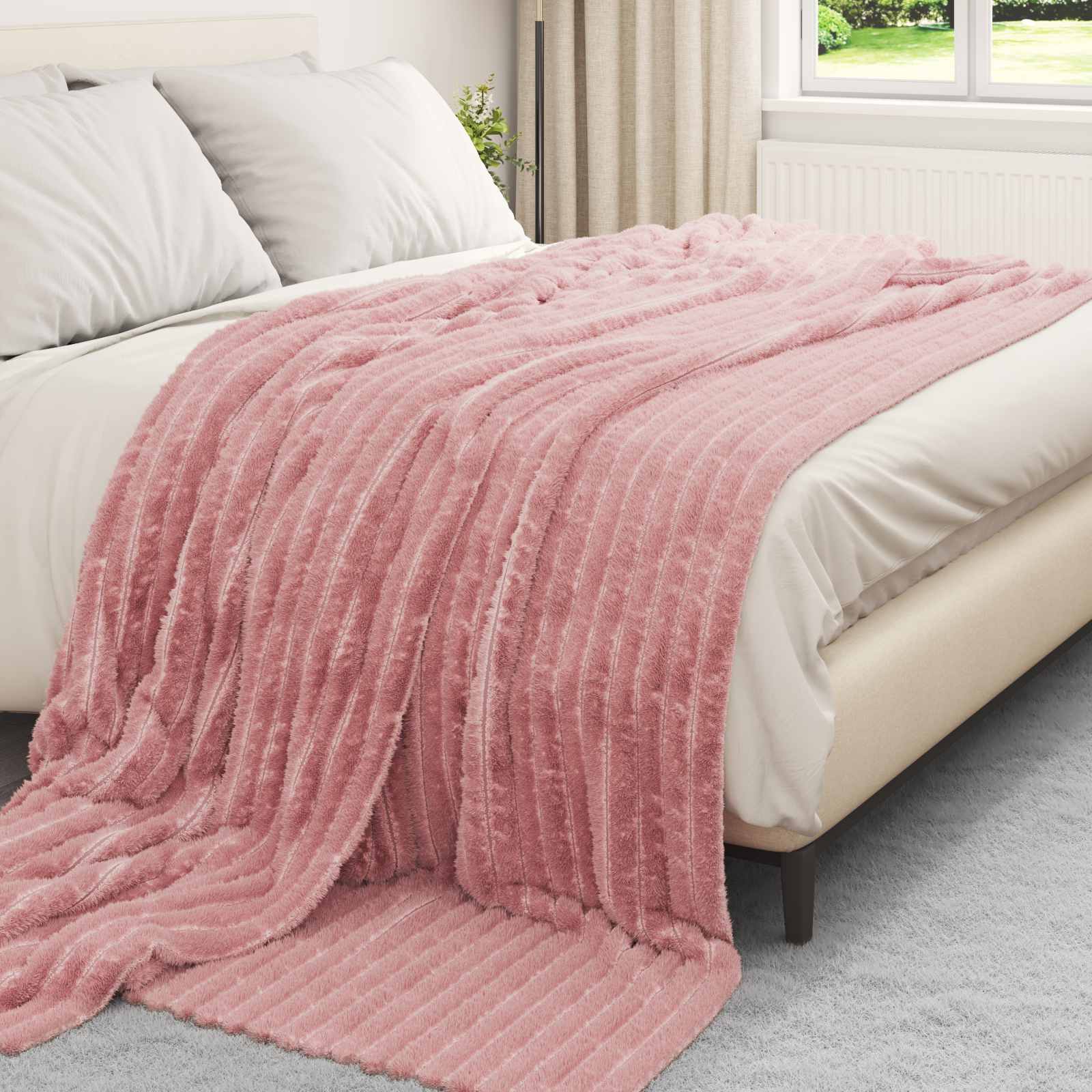 Überwurfdecke Rosa 240 x 220 cm Fleece