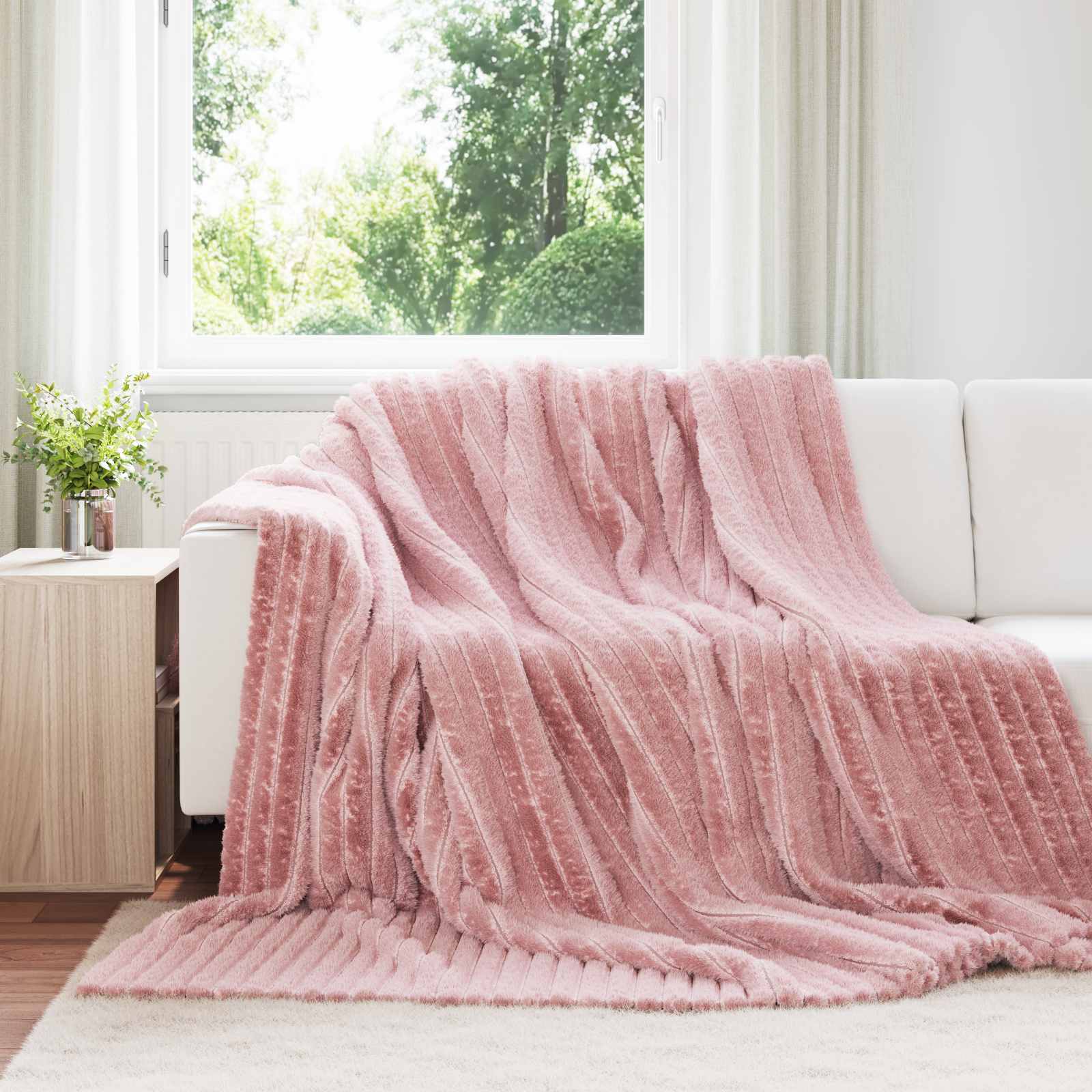 Überwurfdecke Rosa 270 x 240 cm Fleece