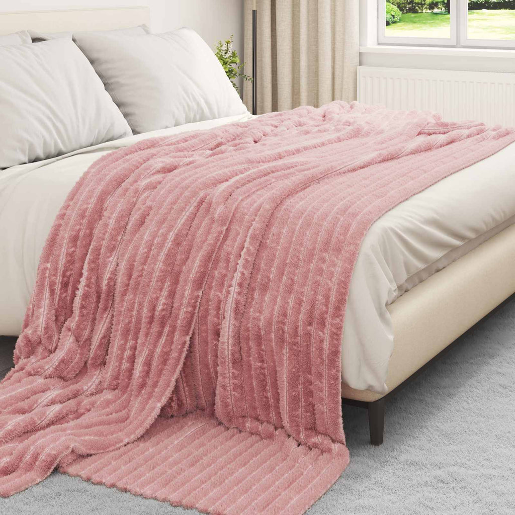 Überwurfdecke Rosa 270 x 240 cm Fleece
