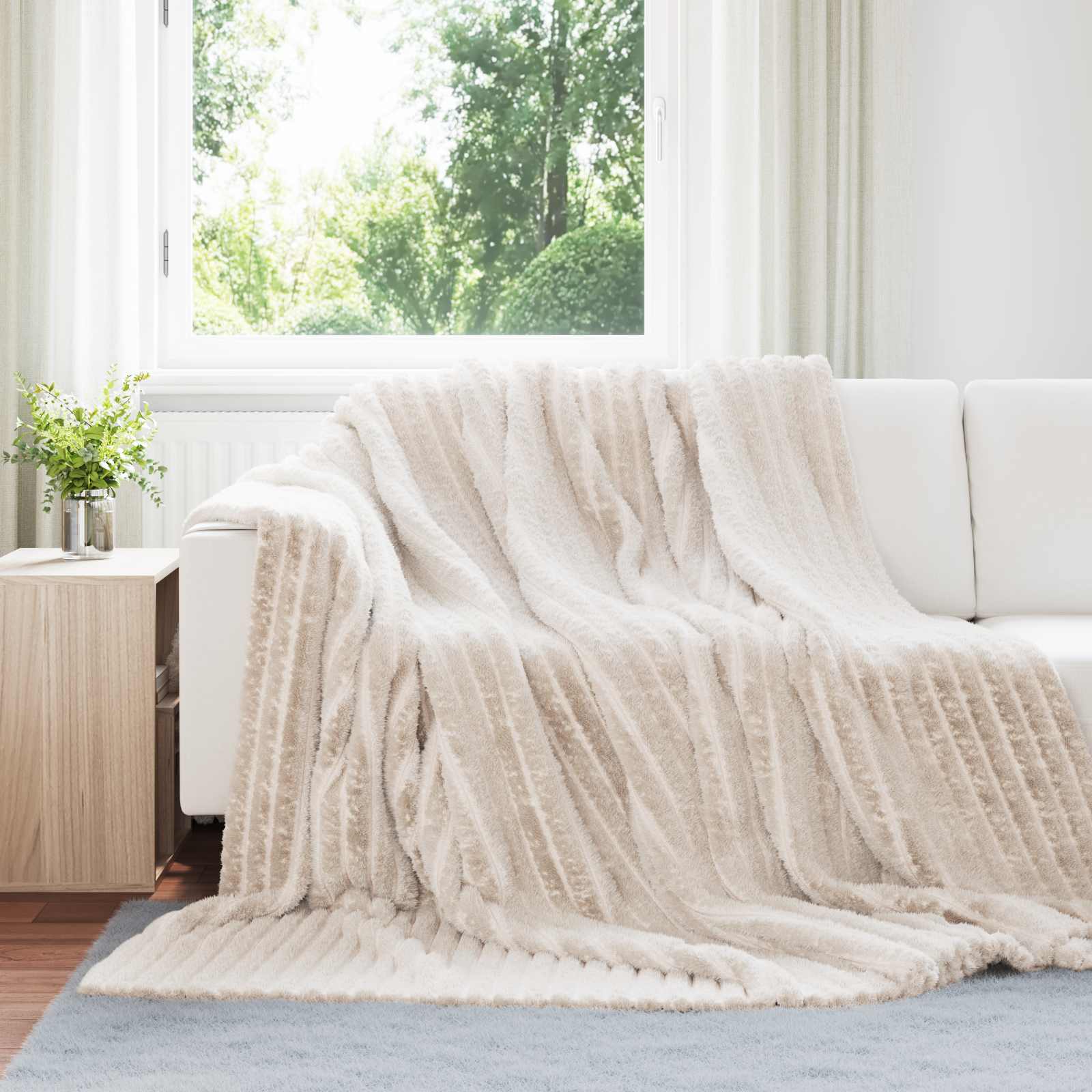 Wohndecken 6 pcs Beige 240 x 220 cm Fleece