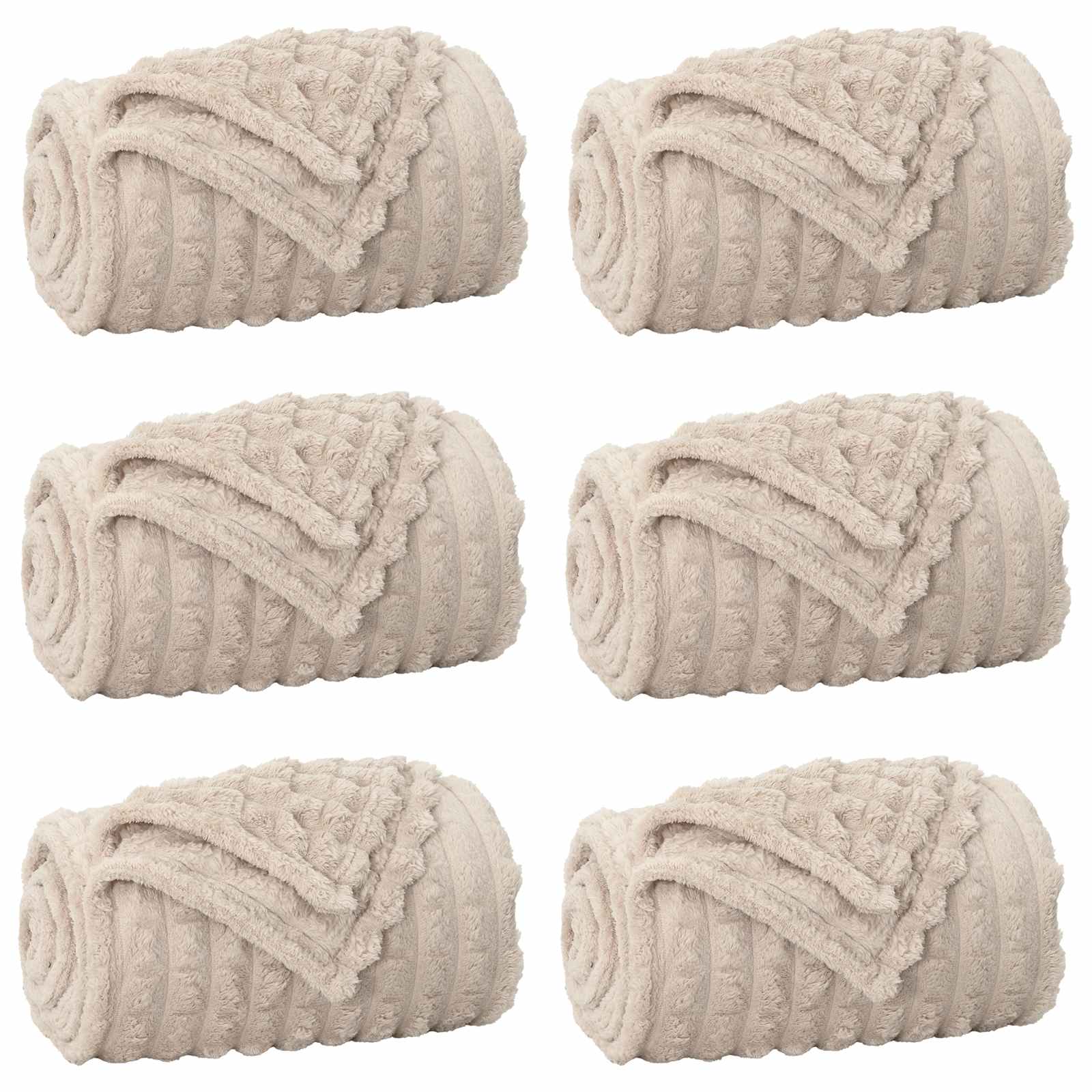 Wohndecken 6 pcs Beige 270 x 240 cm Fleece