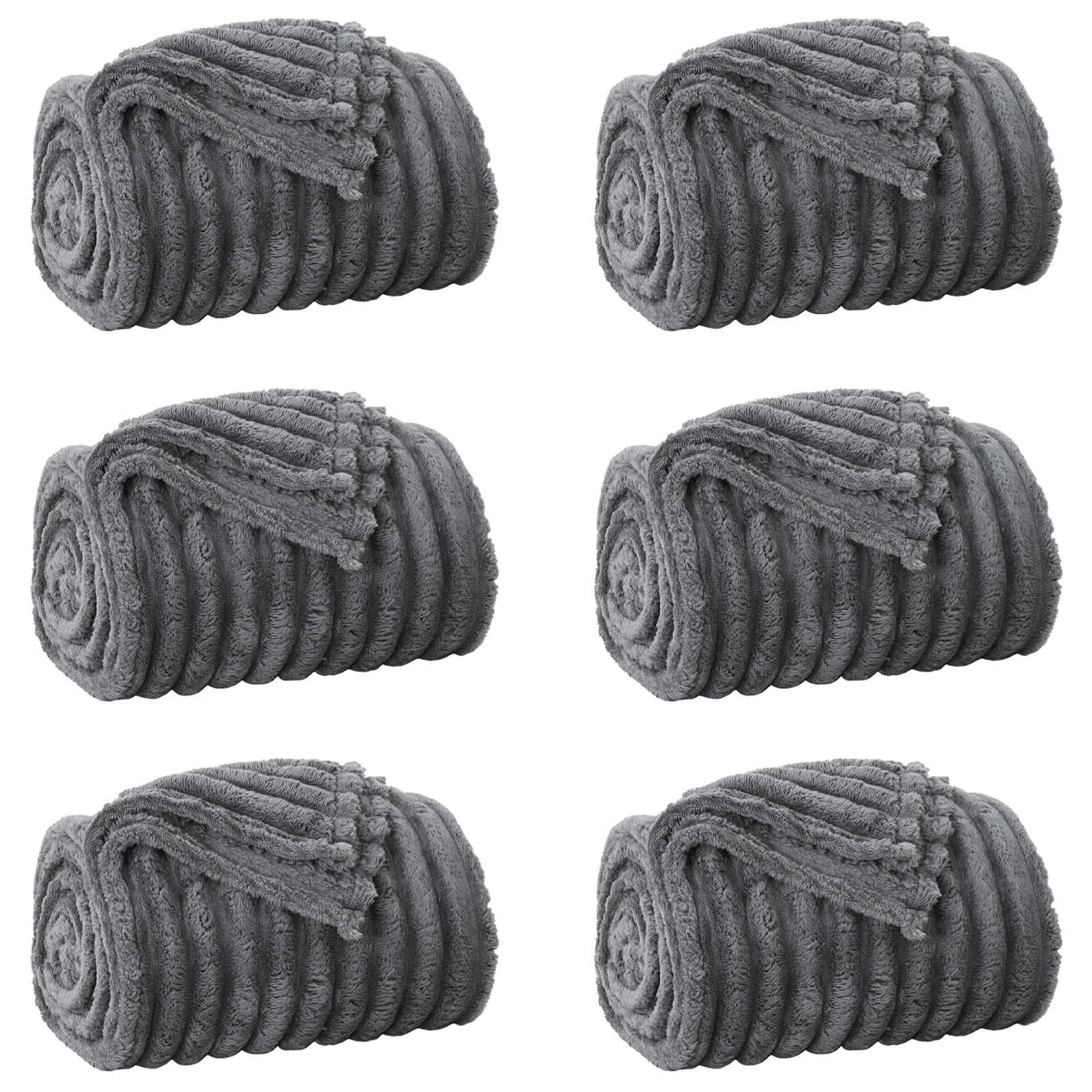 Wohndecken 6 pcs Dunkelgrau 150 x 130 cm Fleece
