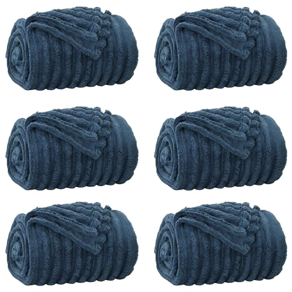 Wohndecken 6 pcs Marineblau 150 x 130 cm Fleece