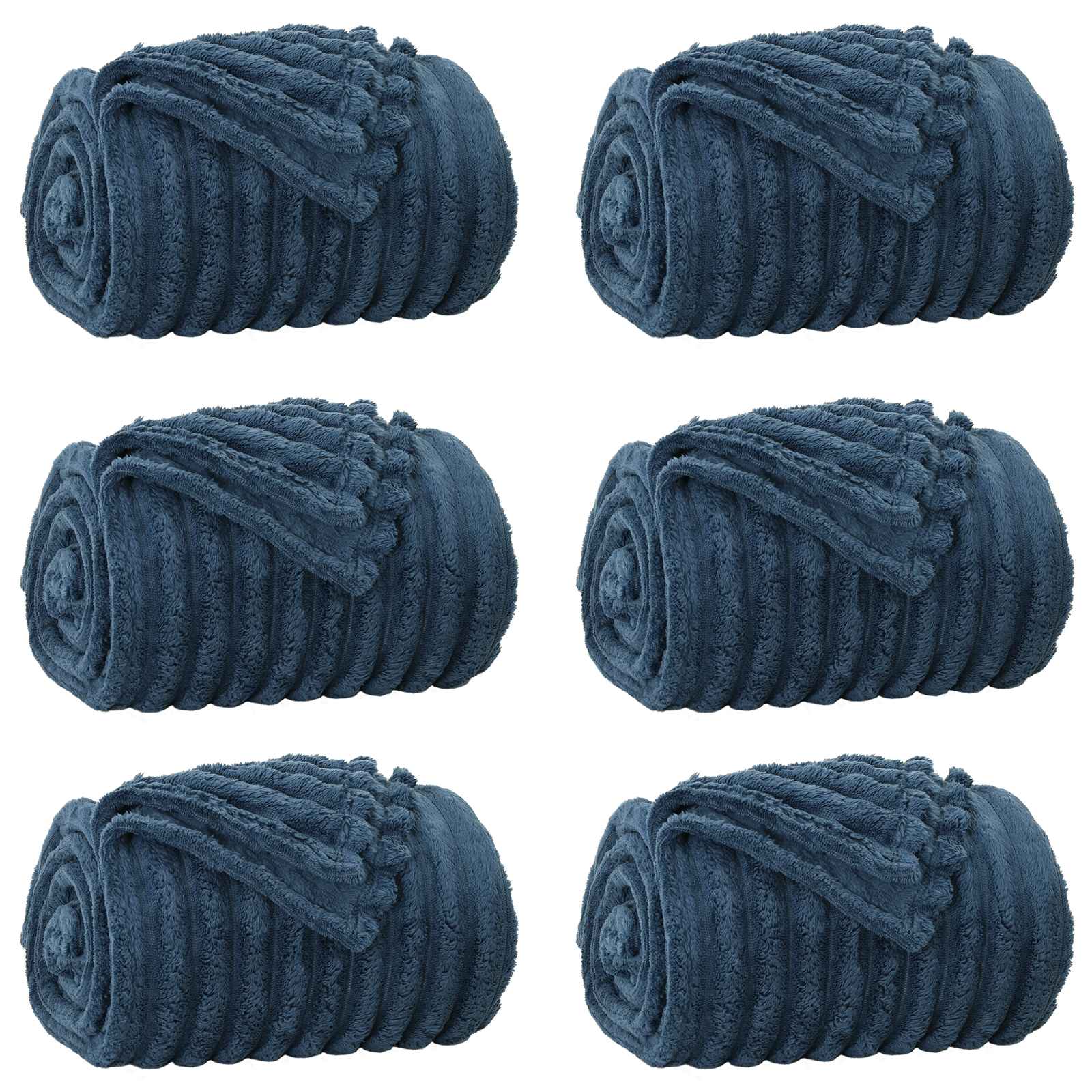 Wohndecken 6 pcs Marineblau 150 x 130 cm Fleece