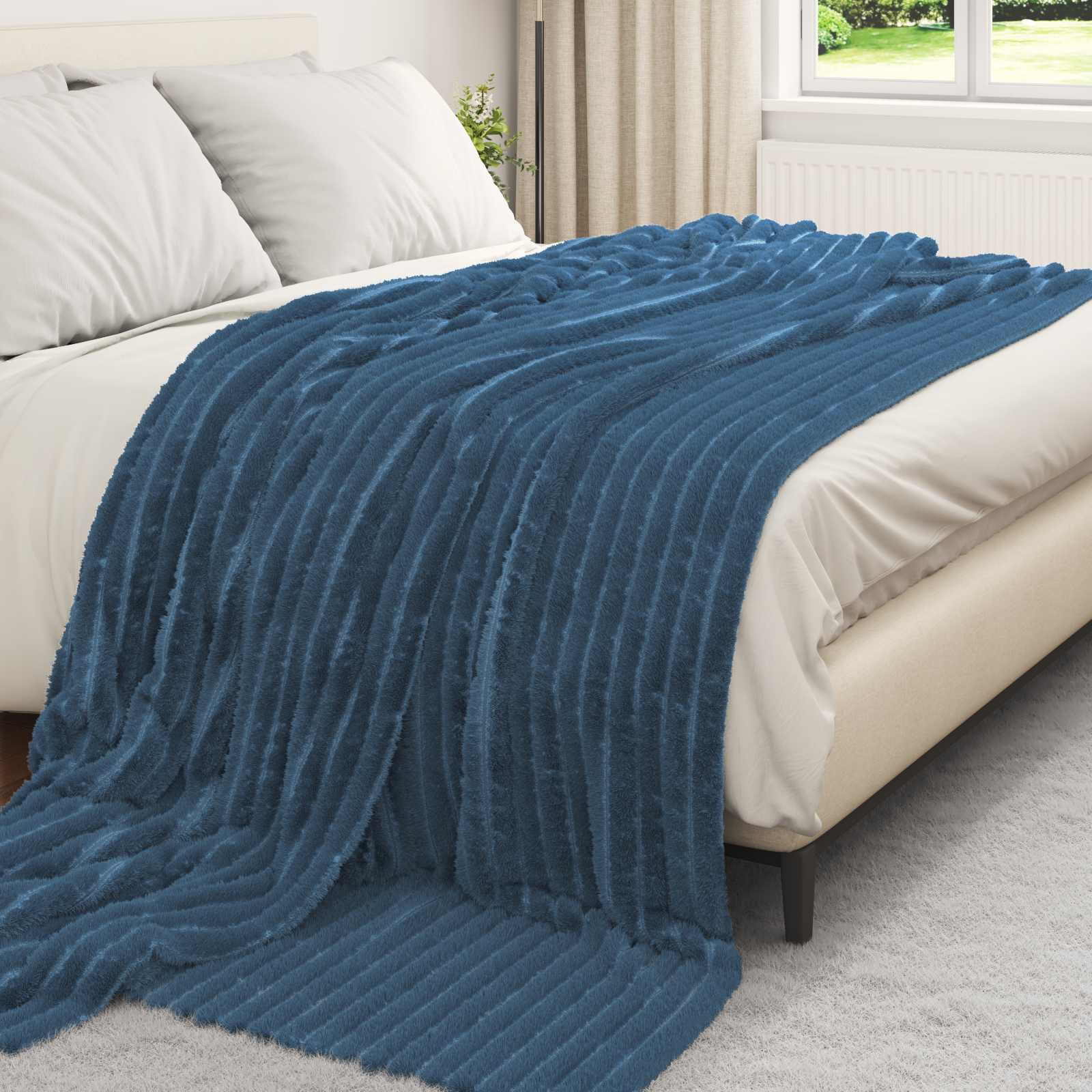 Wohndecken 6 pcs Marineblau 270 x 240 cm Fleece