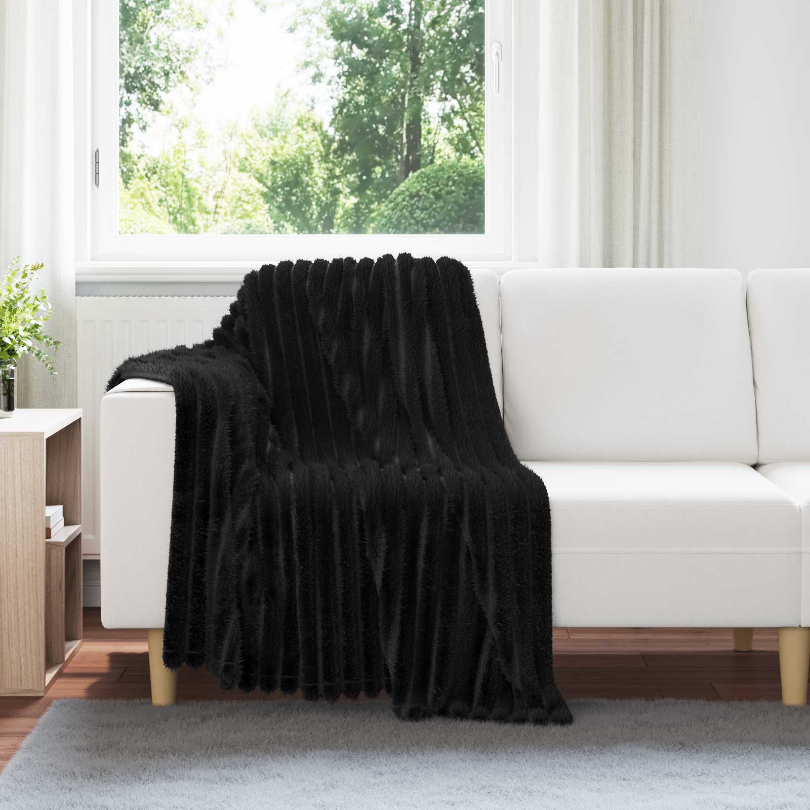 Wohndecken 6 pcs Schwarz 150 x 130 cm Fleece