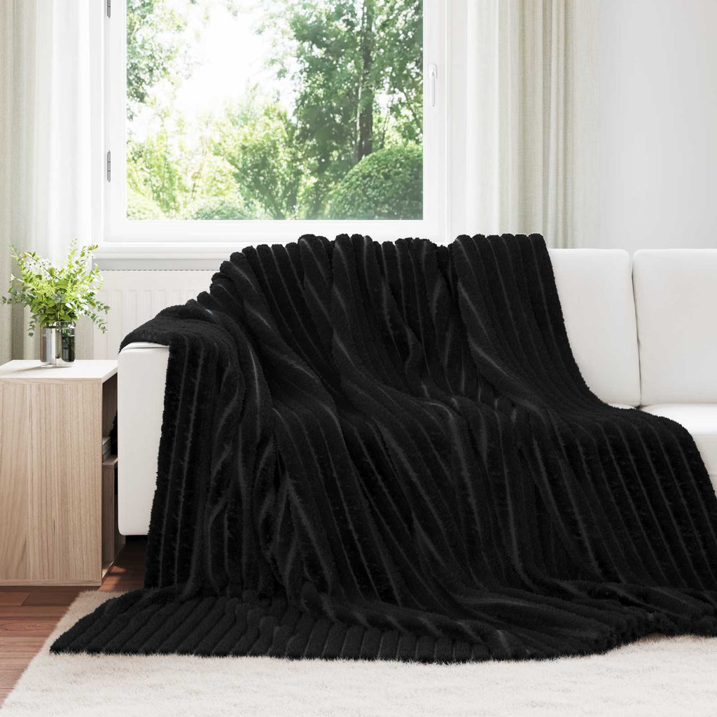 Wohndecken 6 pcs Schwarz 240 x 220 cm Fleece