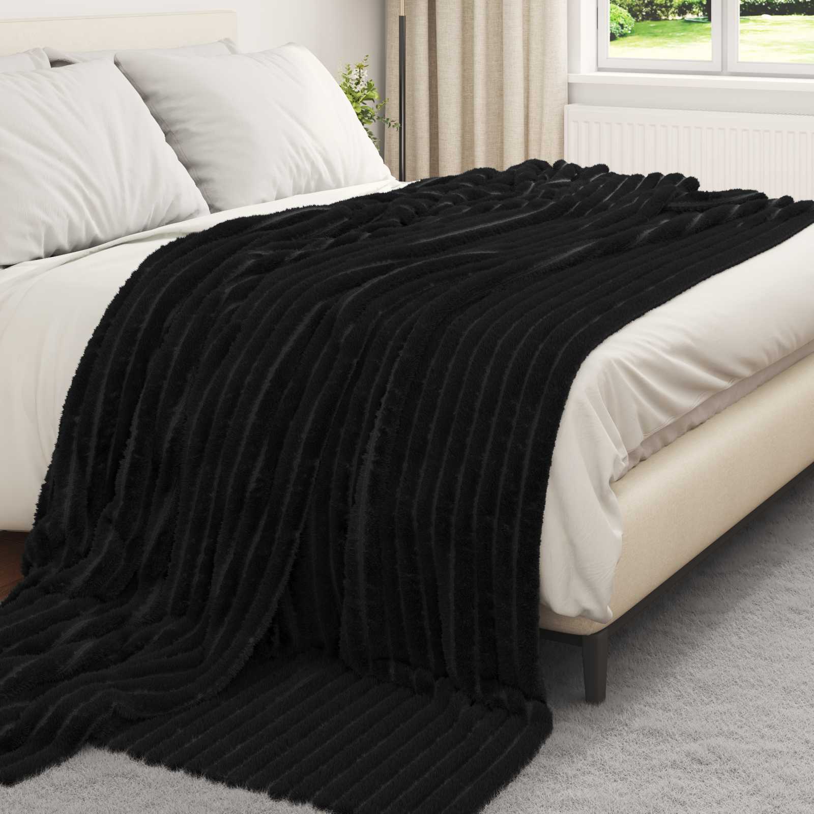 Wohndecken 6 pcs Schwarz 240 x 220 cm Fleece