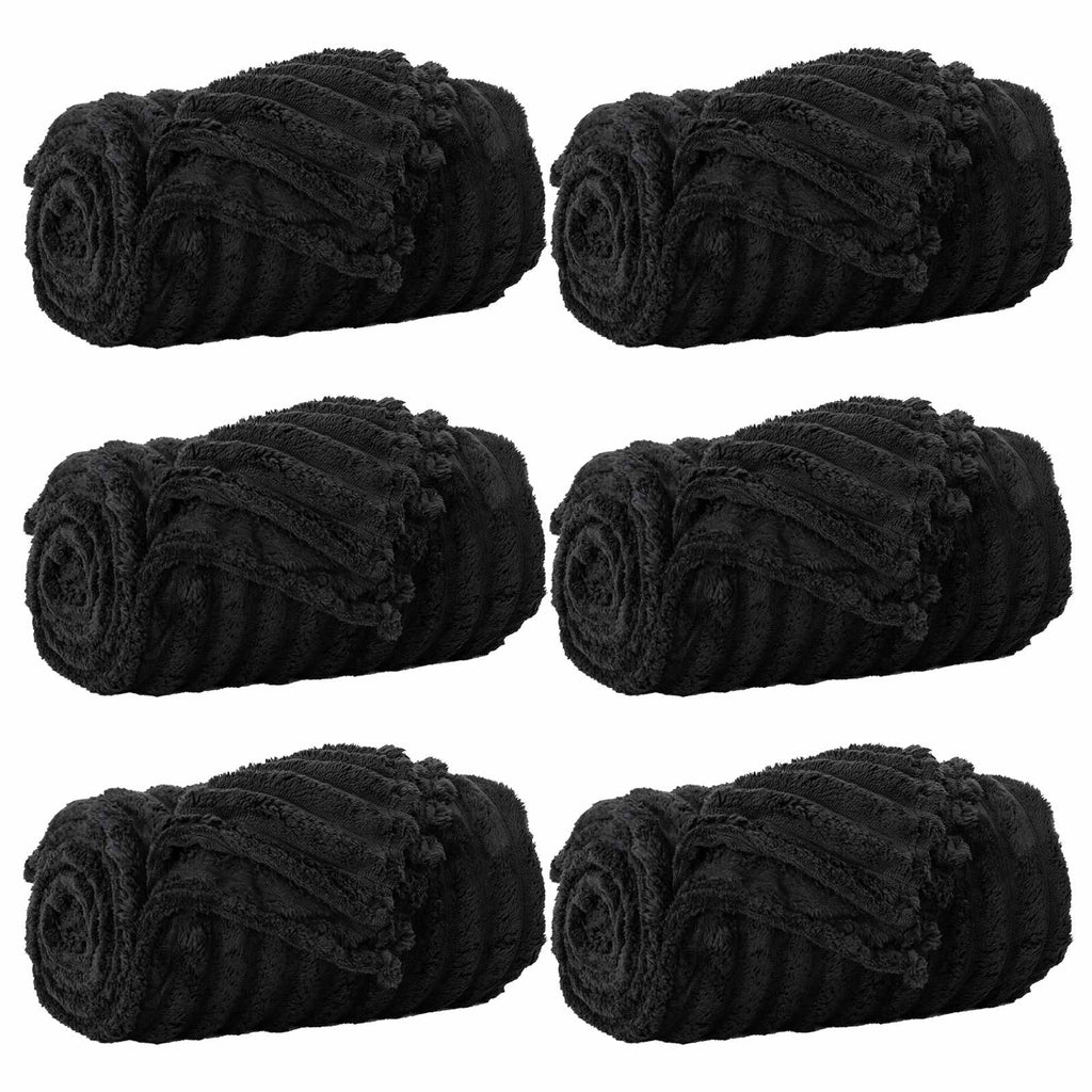 Wohndecken 6 pcs Schwarz 240 x 220 cm Fleece
