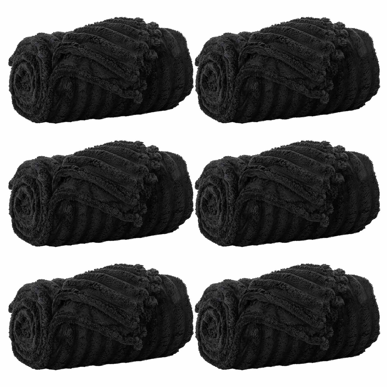 Wohndecken 6 pcs Schwarz 240 x 220 cm Fleece