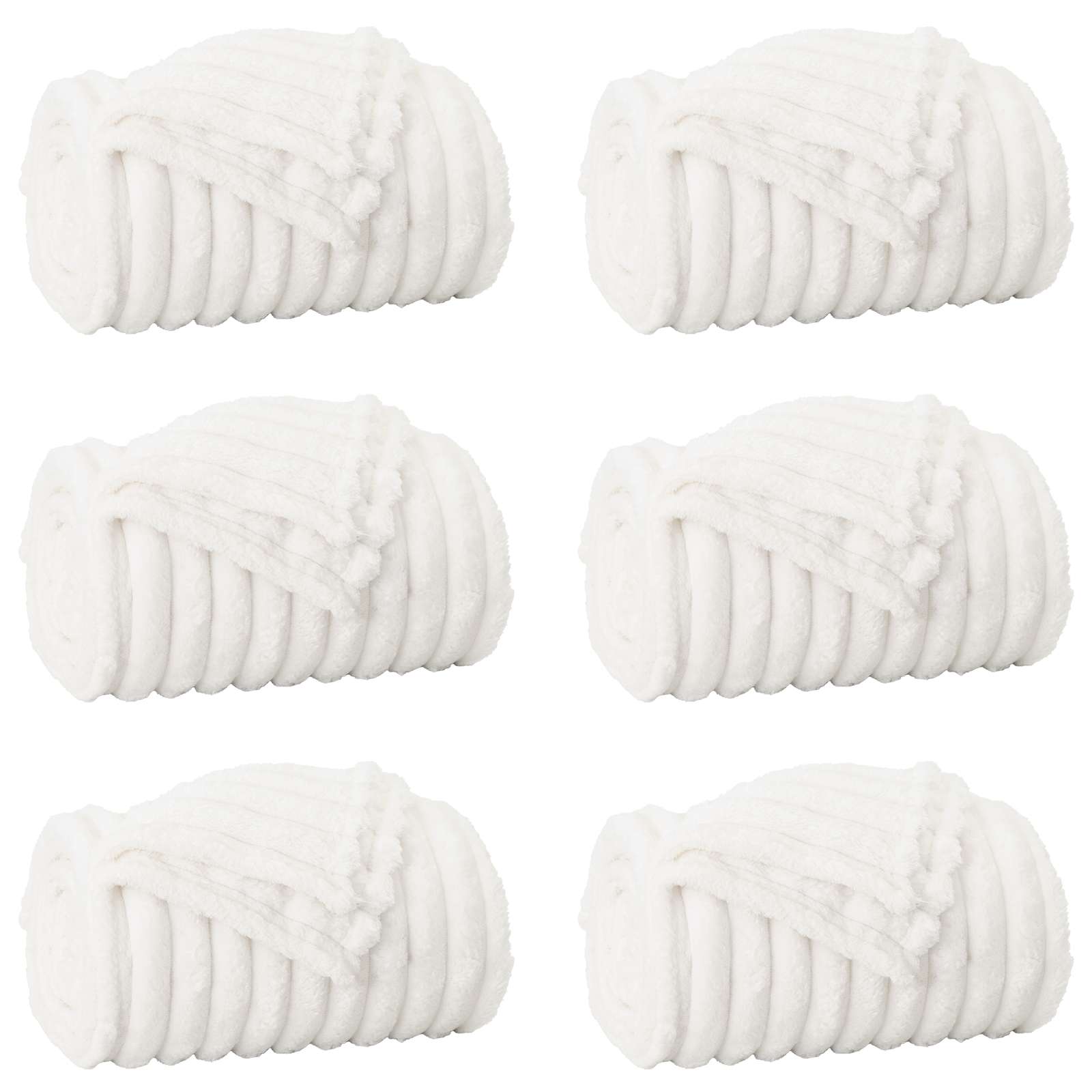 Wohndecken 6 pcs Weiß 240 x 220 cm Fleece