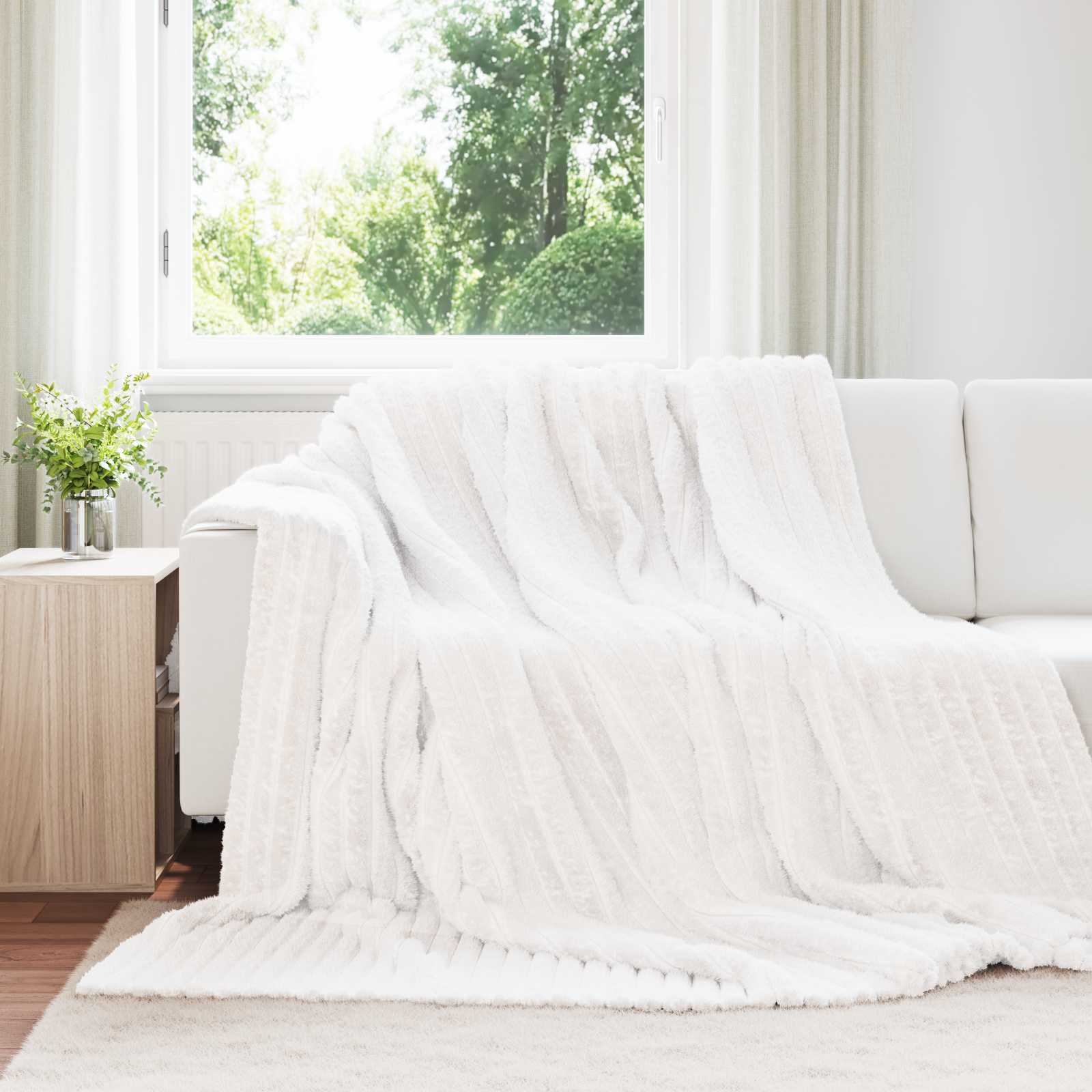 Wohndecken 6 pcs Weiß 270 x 240 cm Fleece