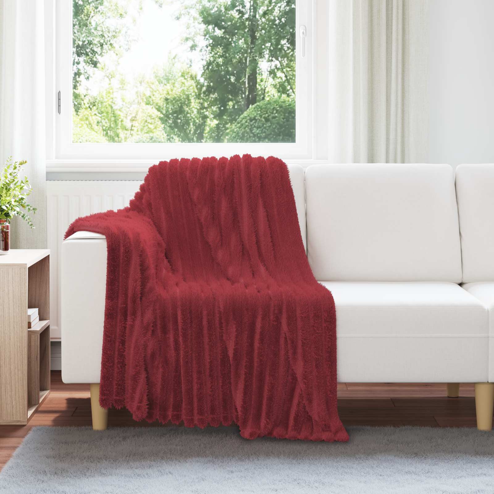 Wohndecken 6 pcs Bordeauxrot 150 x 130 cm Fleece