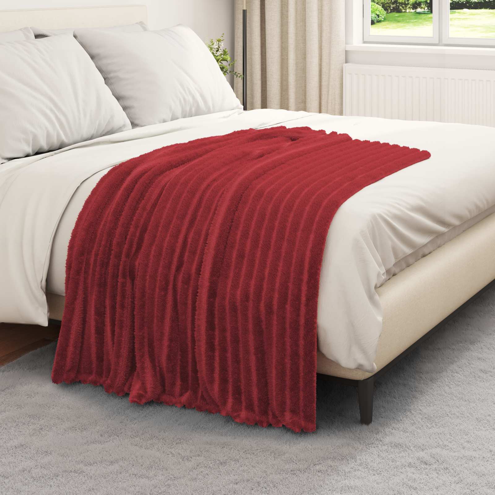 Wohndecken 6 pcs Bordeauxrot 150 x 130 cm Fleece