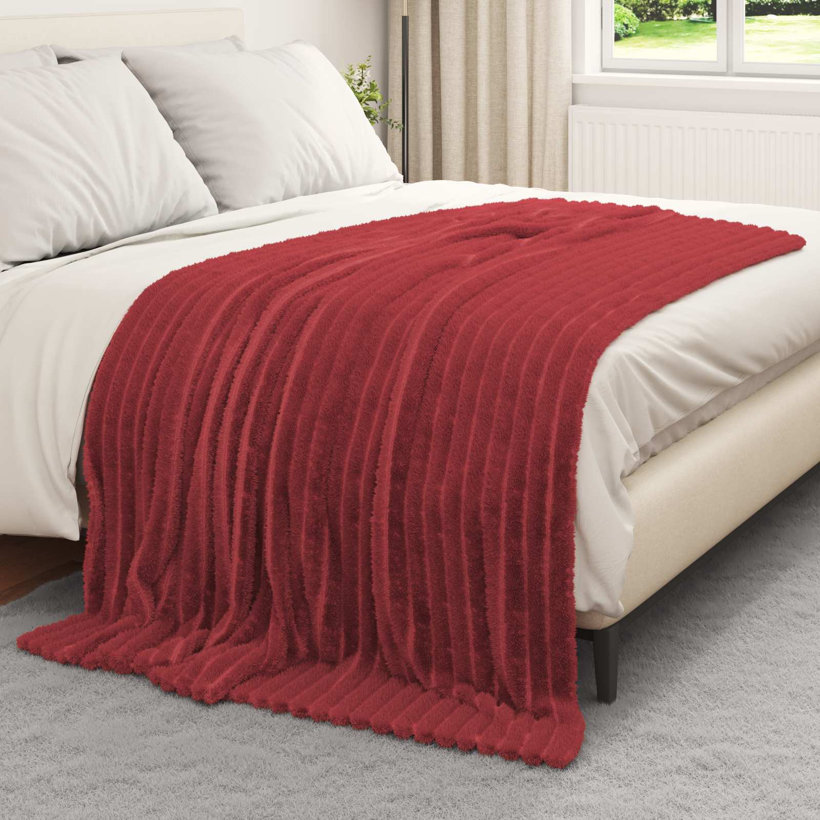 Wohndecken 6 pcs Bordeauxrot 200 x 150 cm Fleece