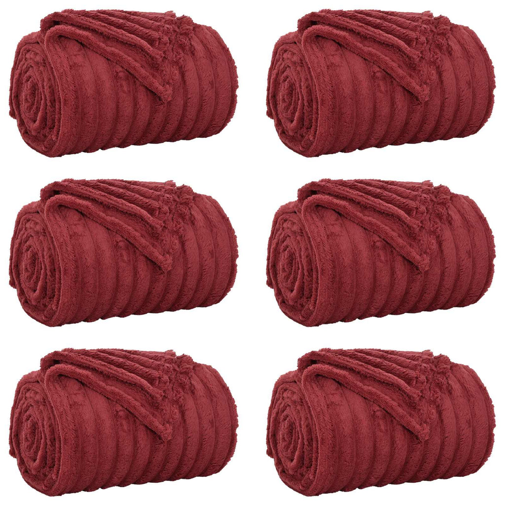 Wohndecken 6 pcs Bordeauxrot 200 x 150 cm Fleece