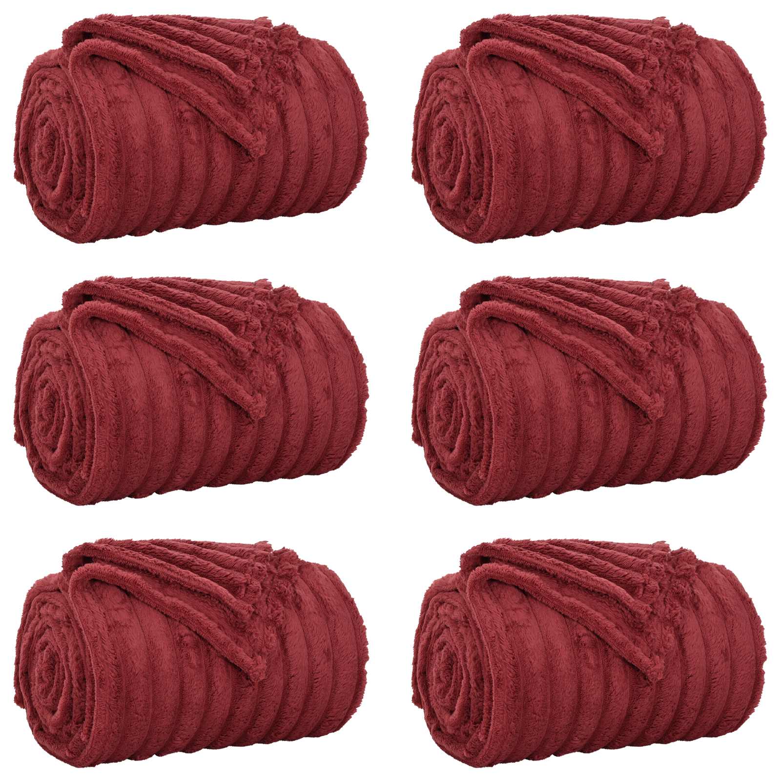 Wohndecken 6 pcs Bordeauxrot 270 x 240 cm Fleece