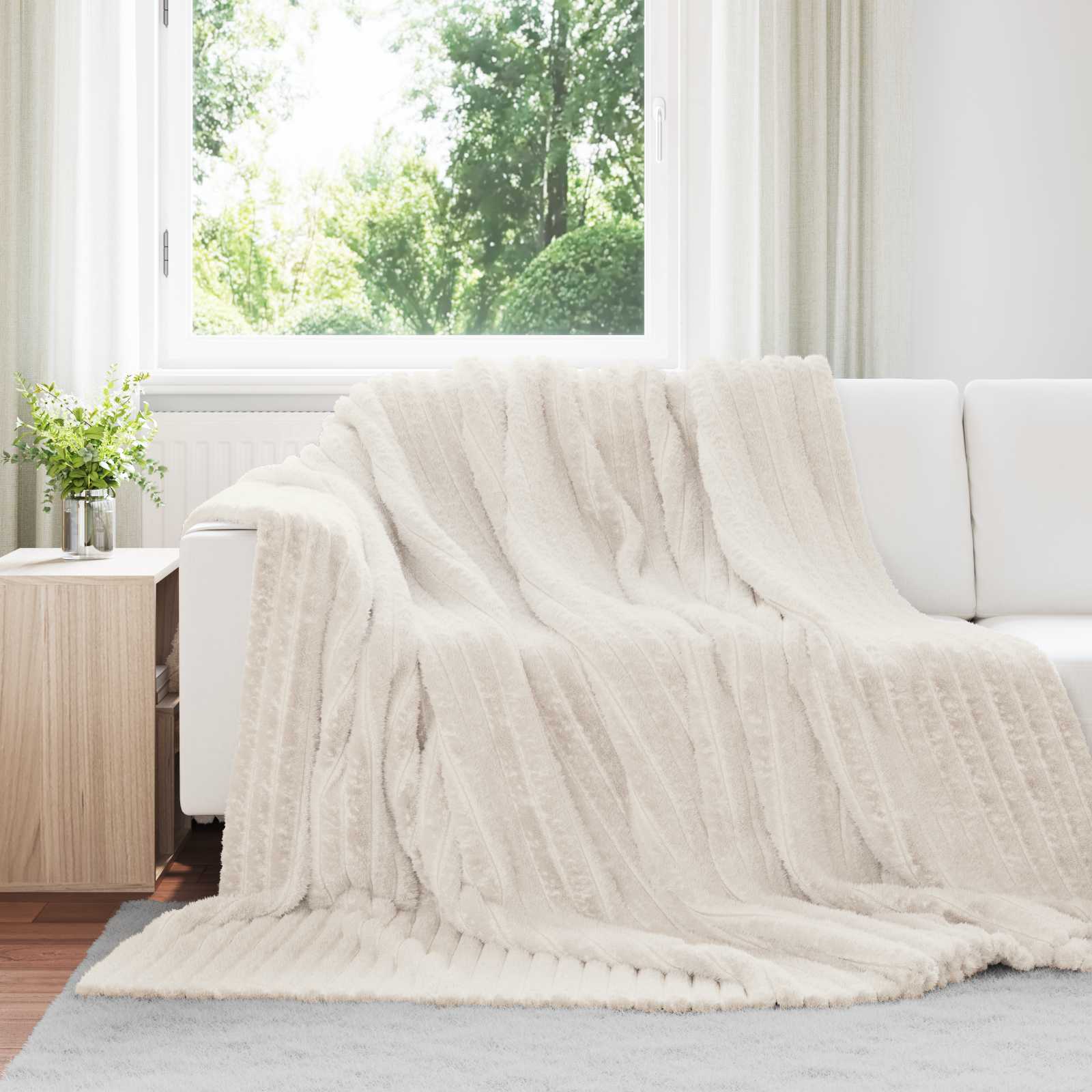 Wohndecken 6 pcs Creme 240 x 220 cm Fleece