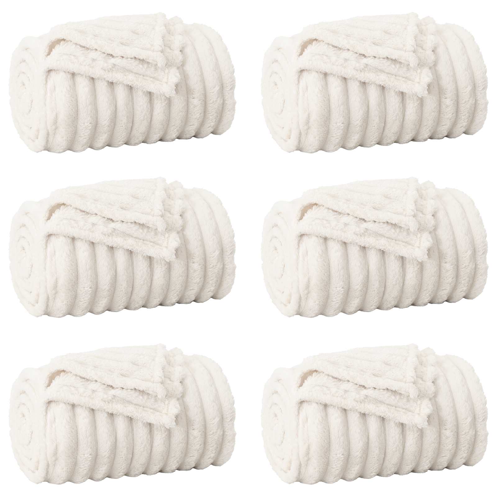 Wohndecken 6 pcs Creme 240 x 220 cm Fleece