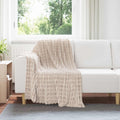 Überwurfdecke Beige 150 x 130 cm Fleece