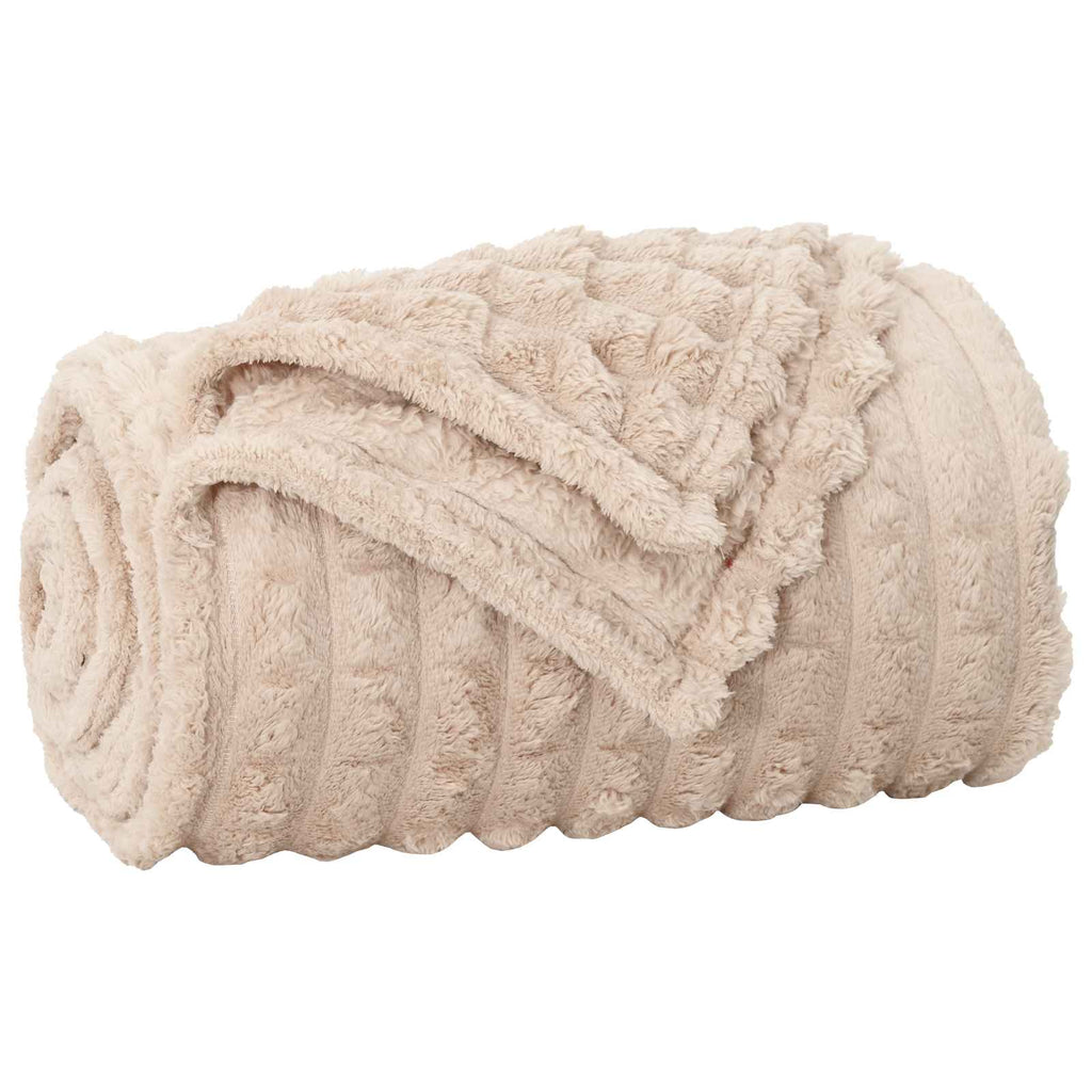 Überwurfdecke Beige 200 x 150 cm Fleece