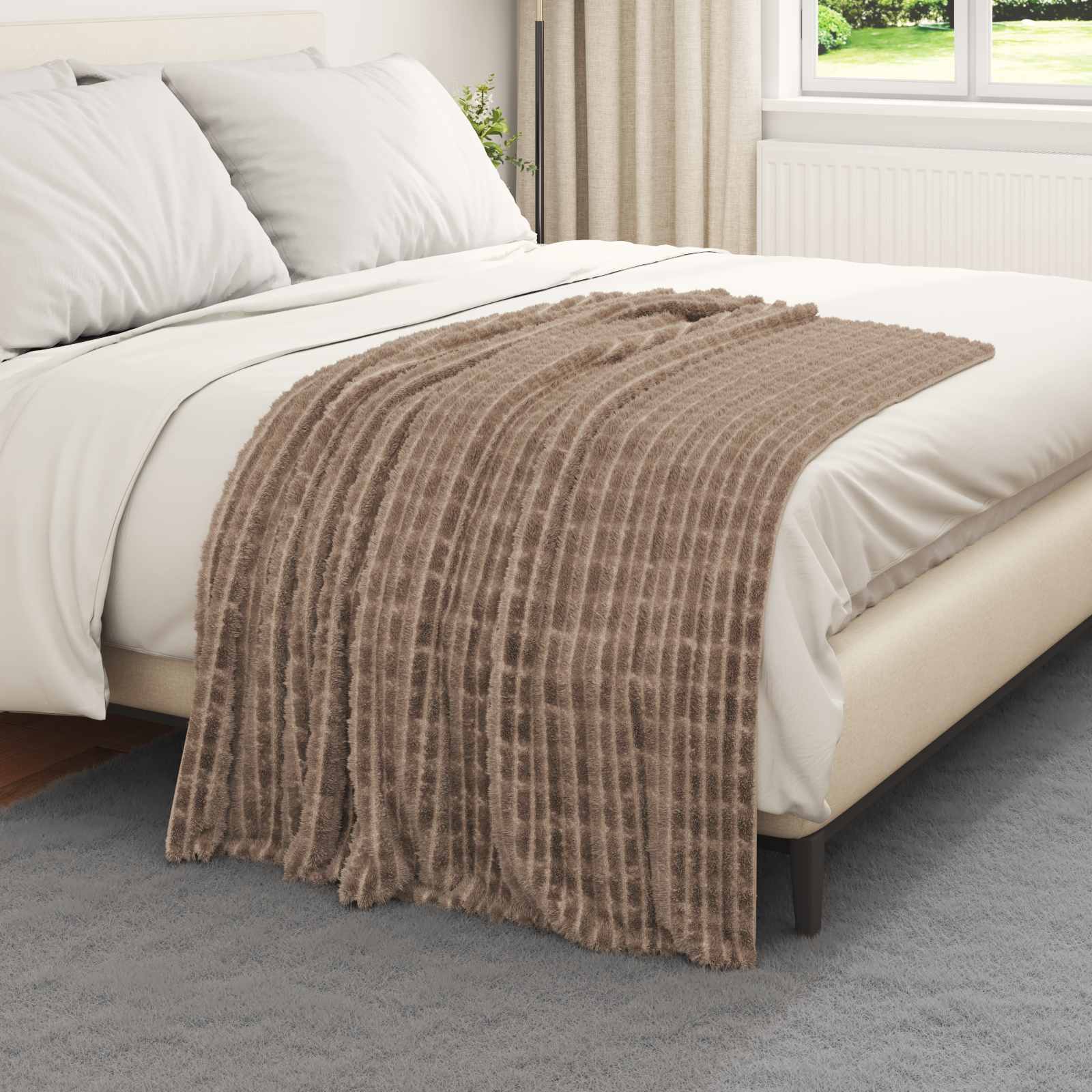 Überwurfdecke Kamel 150 x 130 cm Fleece