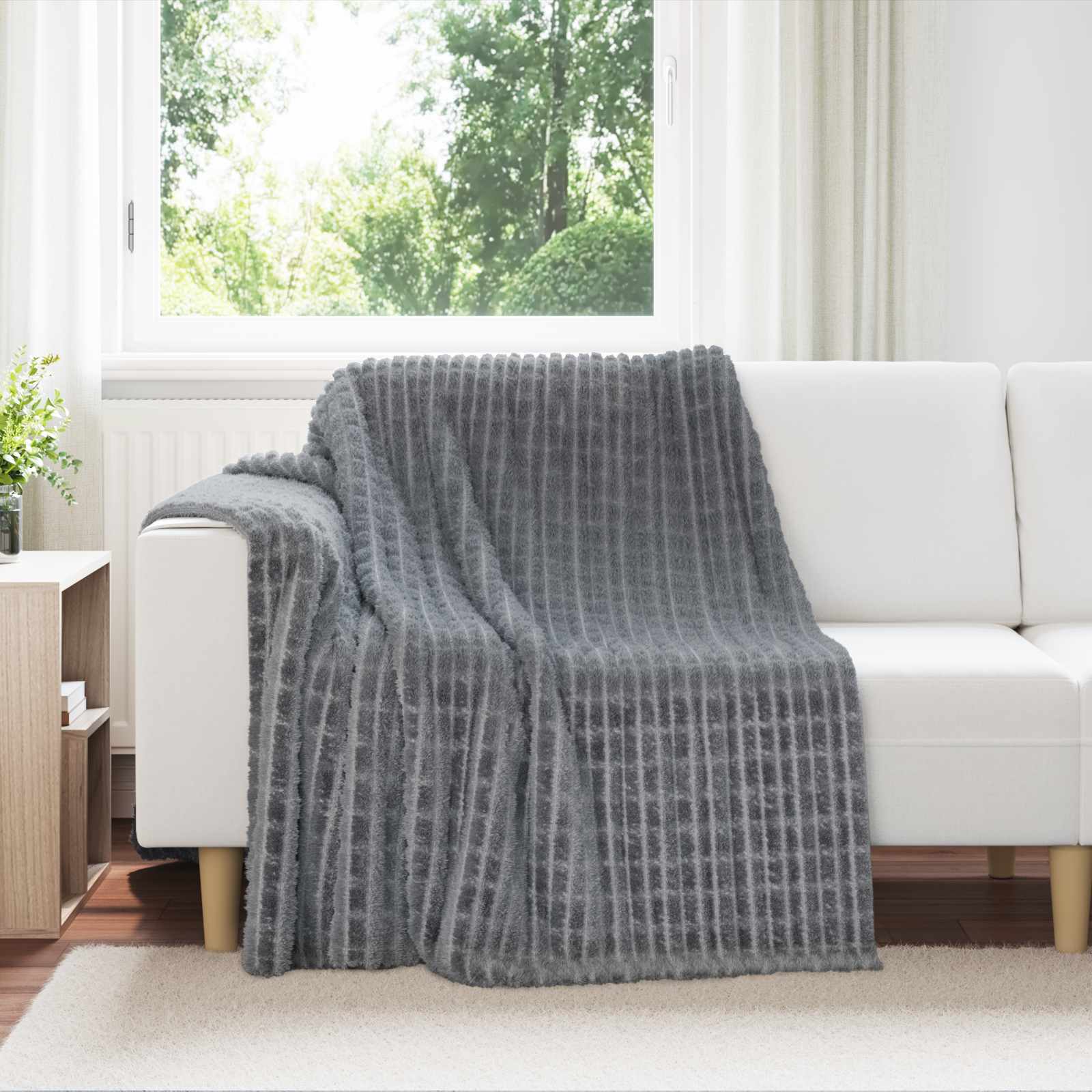 Überwurfdecke Dunkelgrau 200 x 150 cm Fleece