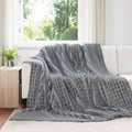 Überwurfdecke Dunkelgrau 240 x 220 cm Fleece