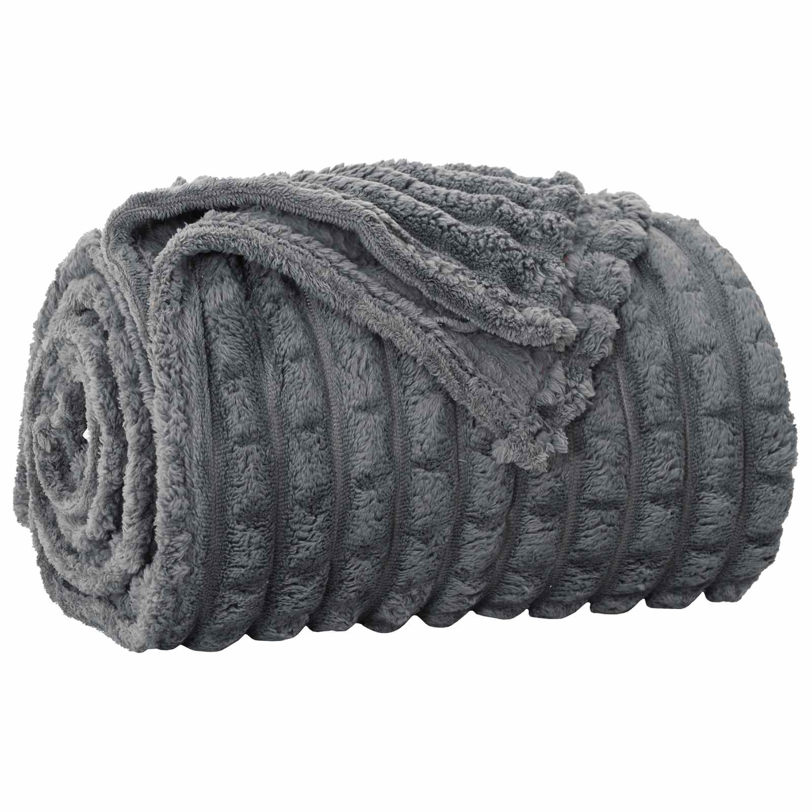 Überwurfdecke Dunkelgrau 240 x 220 cm Fleece