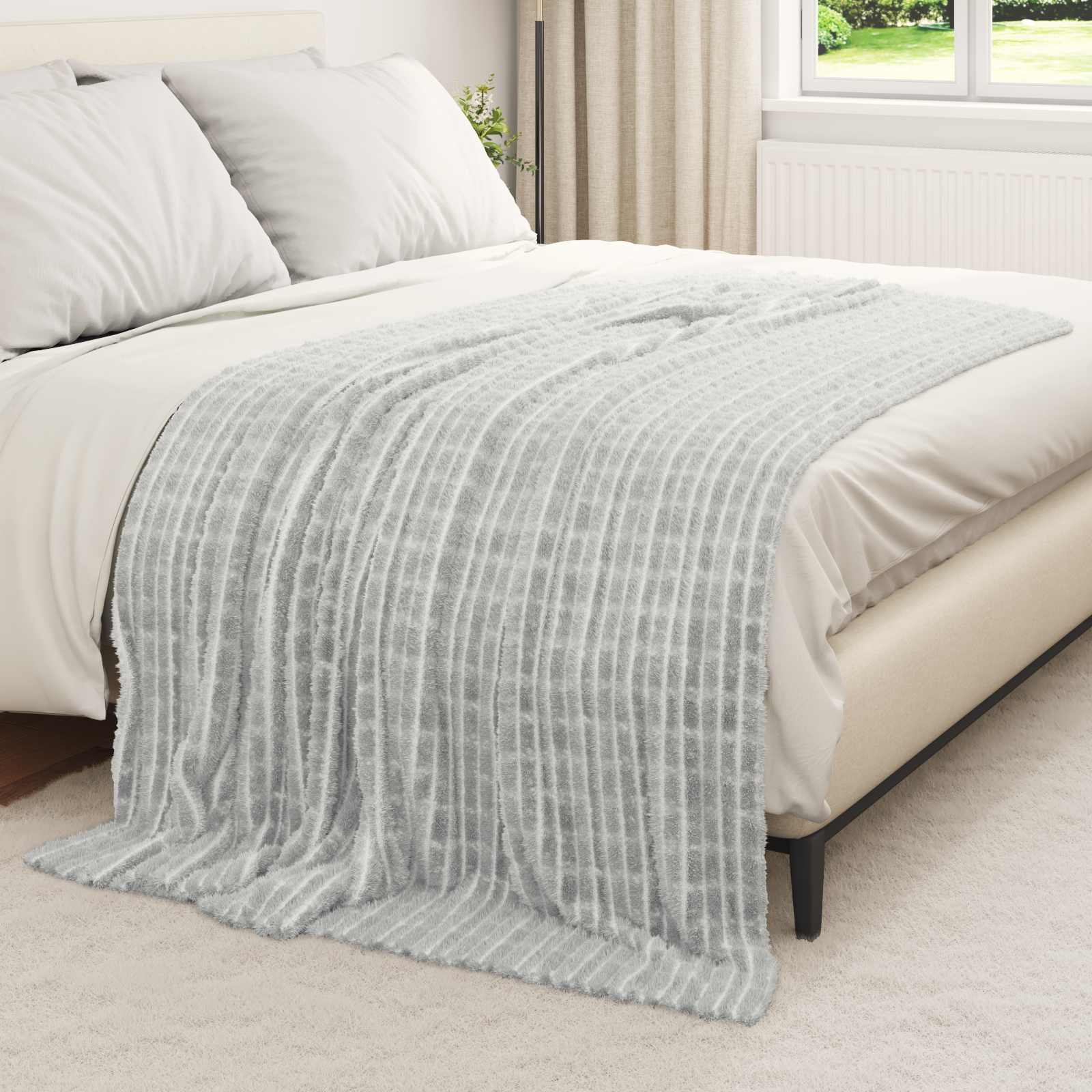 Überwurfdecke Grau 200 x 150 cm Fleece