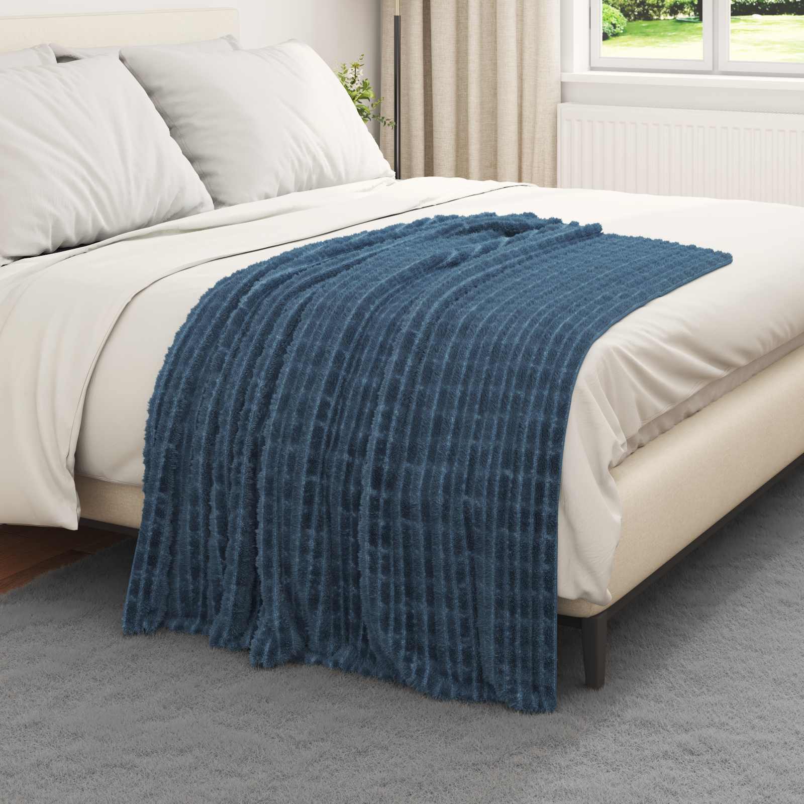 Überwurfdecke Marineblau 150 x 130 cm Fleece