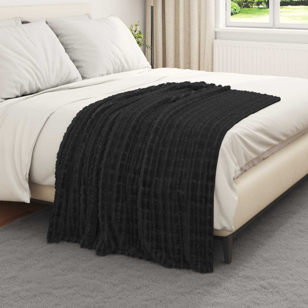 Überwurfdecke Schwarz 150 x 130 cm Fleece