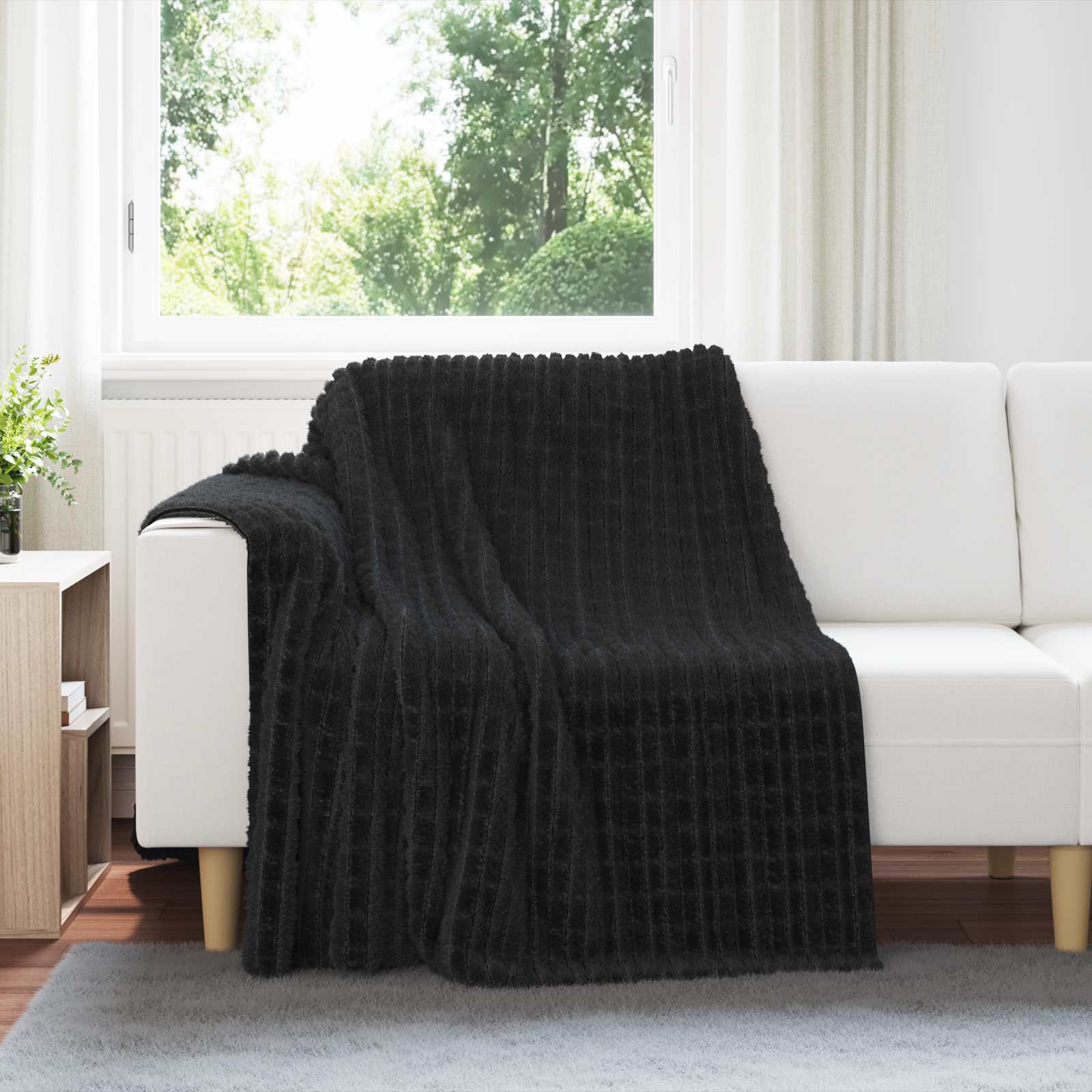 Überwurfdecke Schwarz 200 x 150 cm Fleece