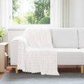 Überwurfdecke Weiß 150 x 130 cm Fleece
