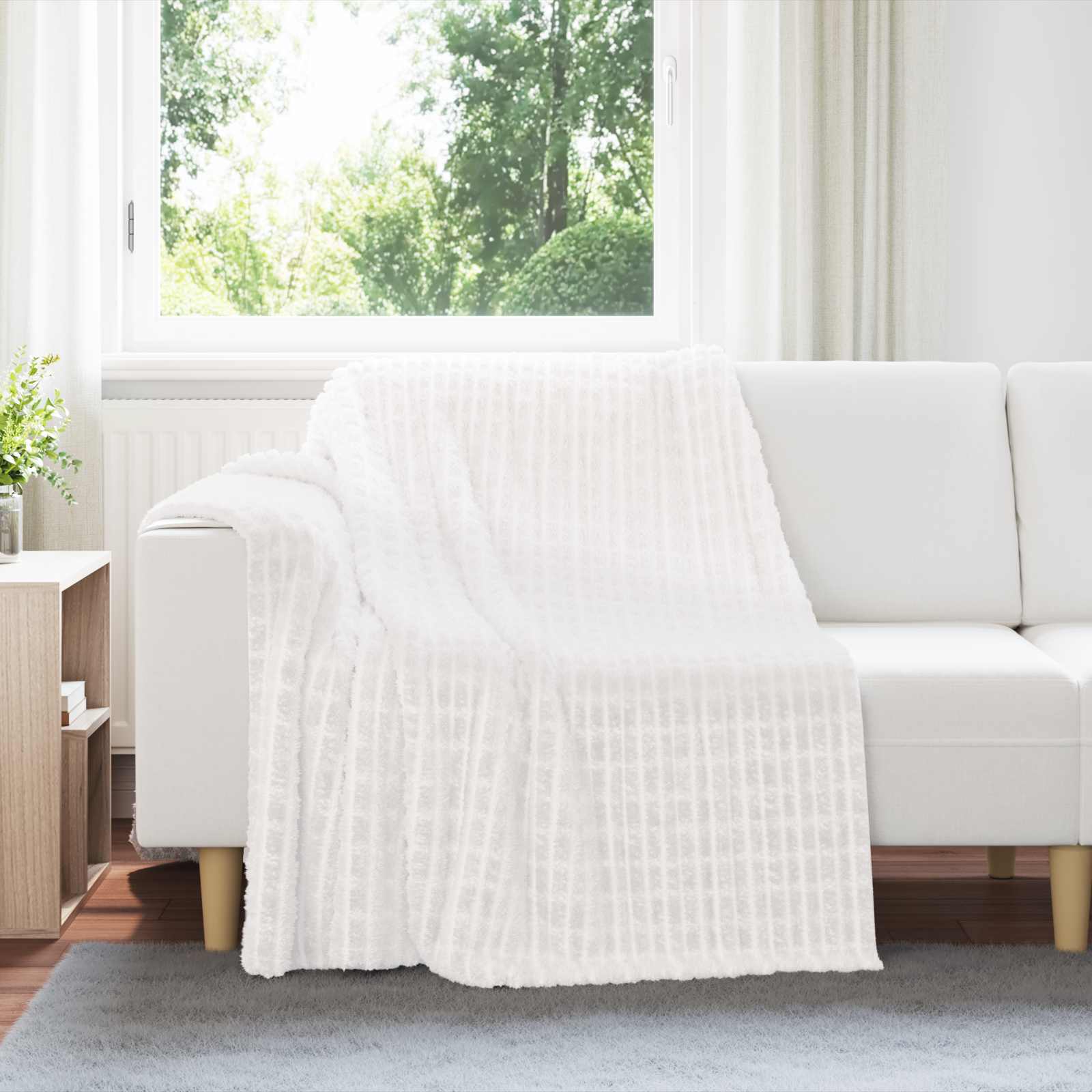 Überwurfdecke Weiß 200 x 150 cm Fleece