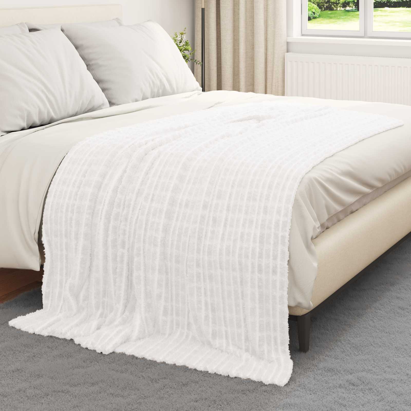 Überwurfdecke Weiß 200 x 150 cm Fleece