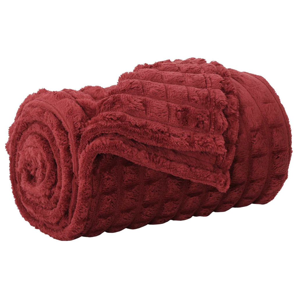 Überwurfdecke Bordeauxrot 270 x 240 cm Fleece