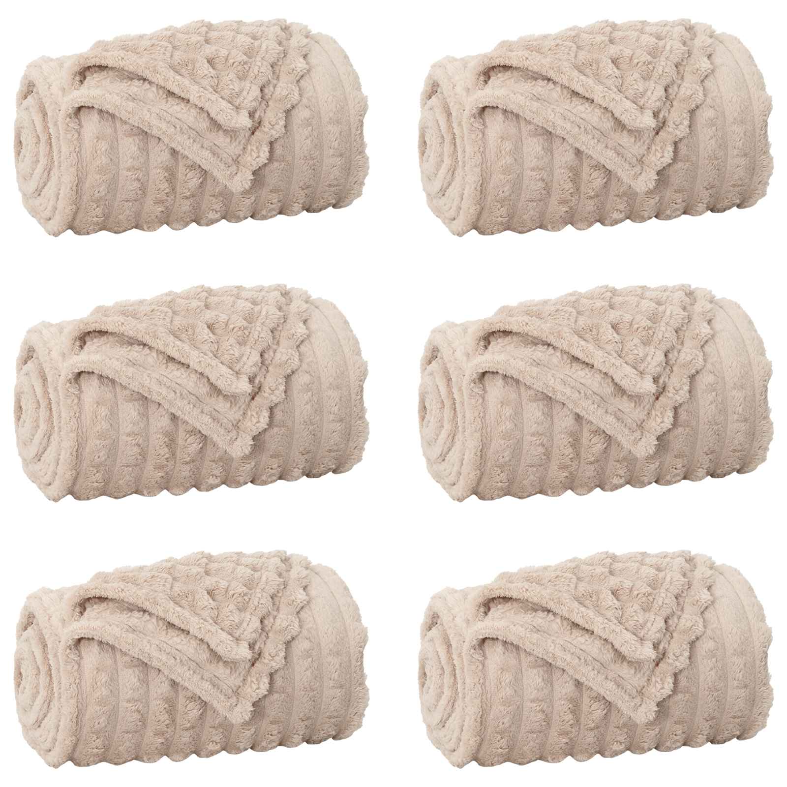 Wohndecken 6 pcs Beige 240 x 220 cm Fleece