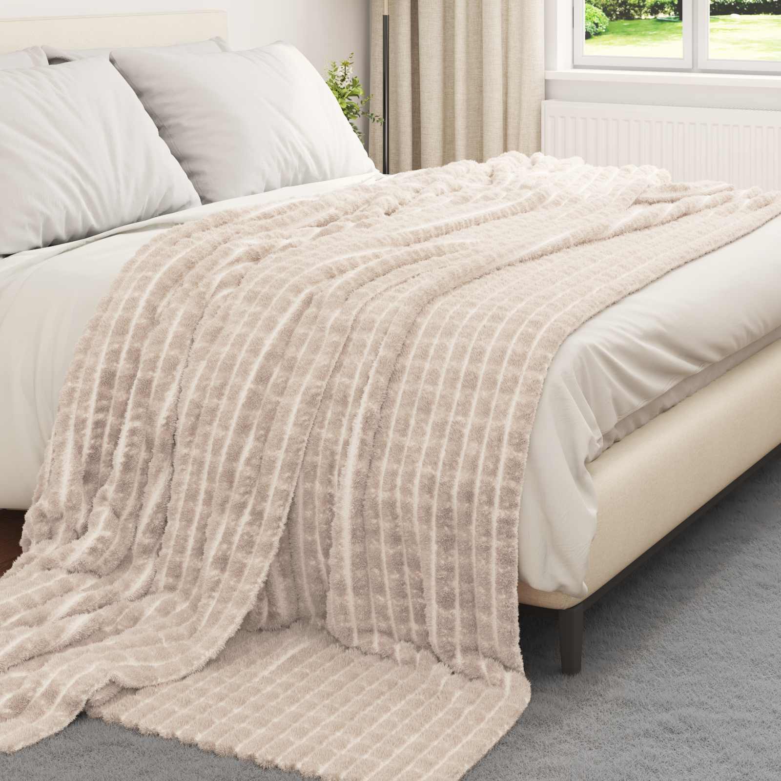 Wohndecken 6 pcs Beige 270 x 240 cm Fleece