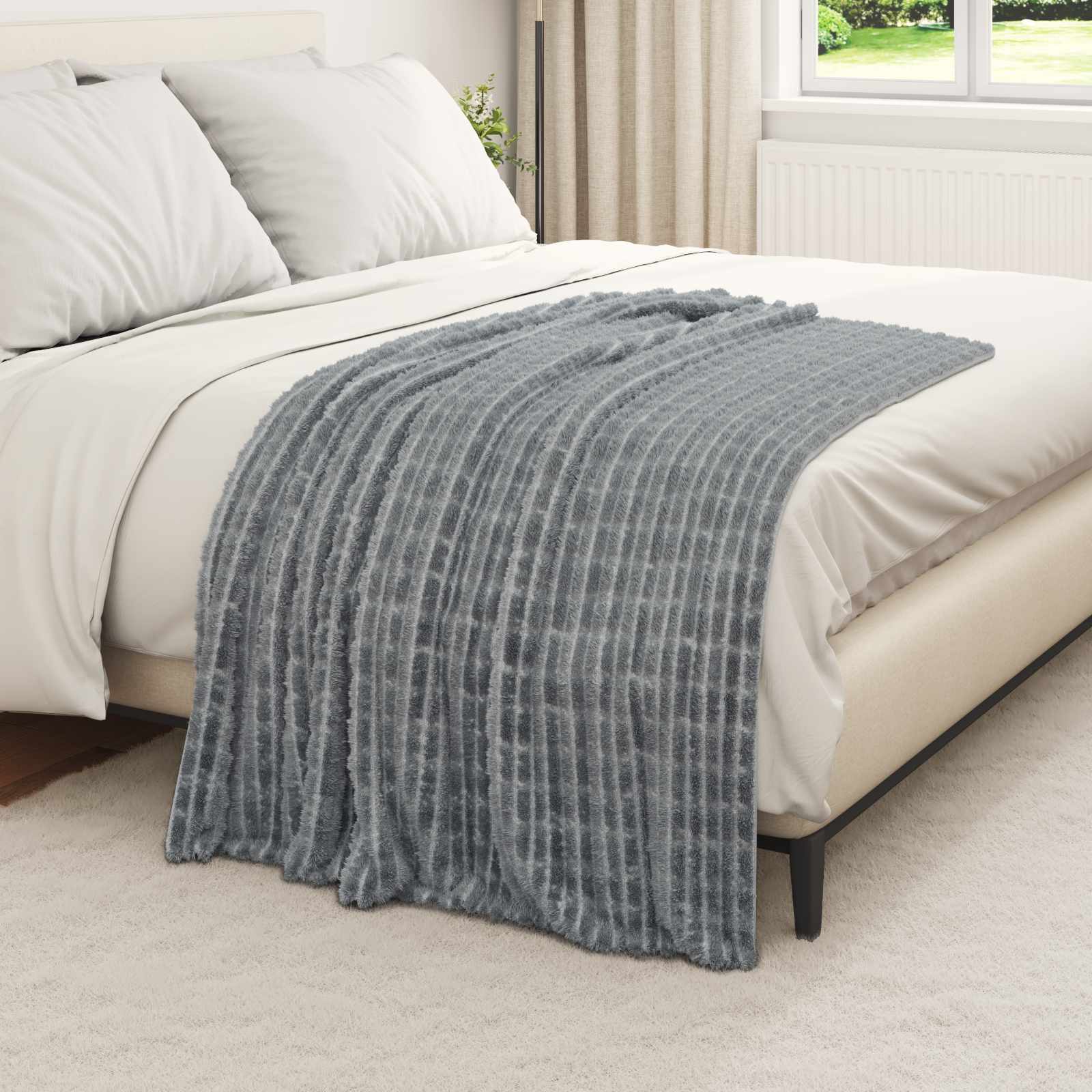 Wohndecken 6 pcs Dunkelgrau 150 x 130 cm Fleece