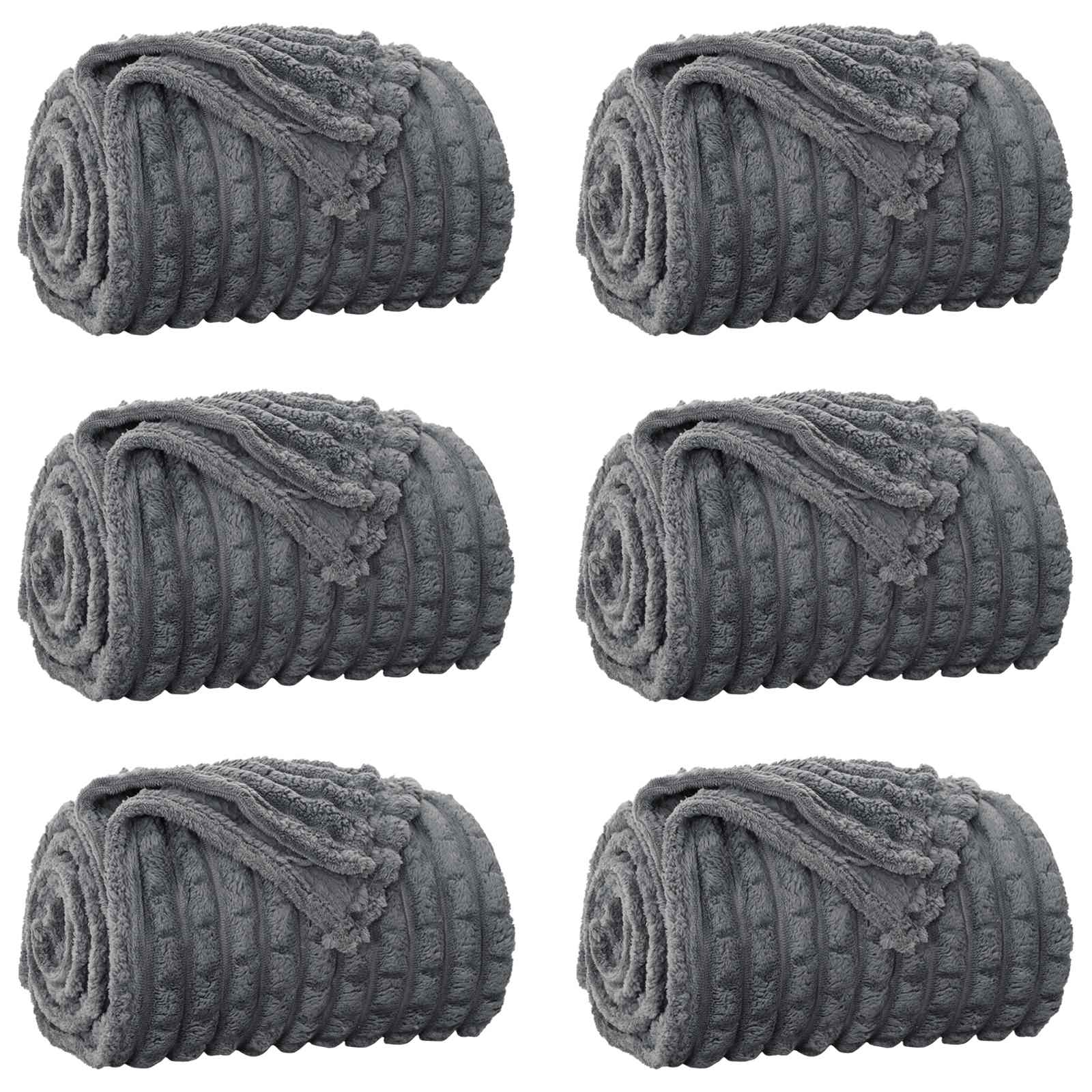 Wohndecken 6 pcs Dunkelgrau 150 x 130 cm Fleece