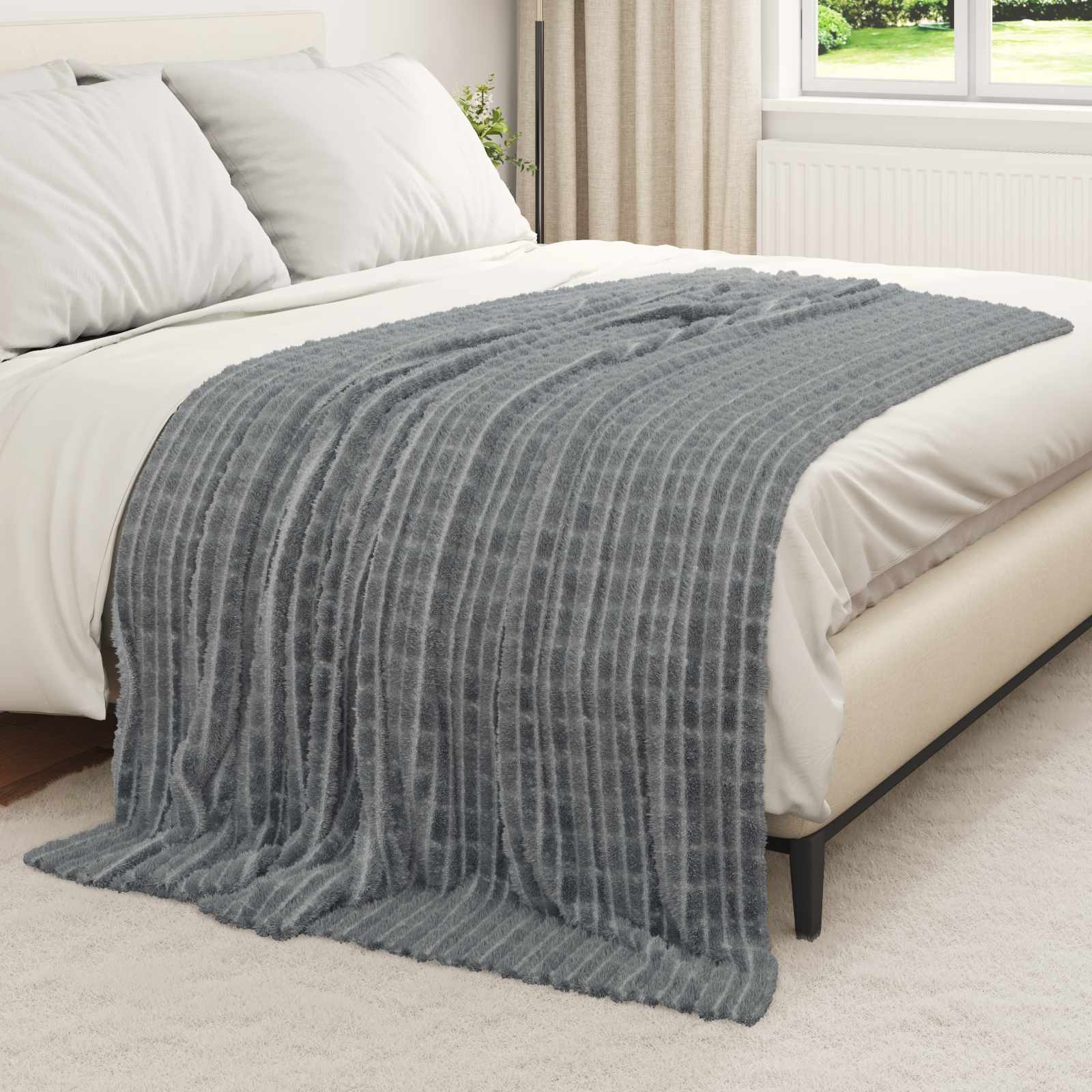 Wohndecken 6 pcs Dunkelgrau 200 x 150 cm Fleece