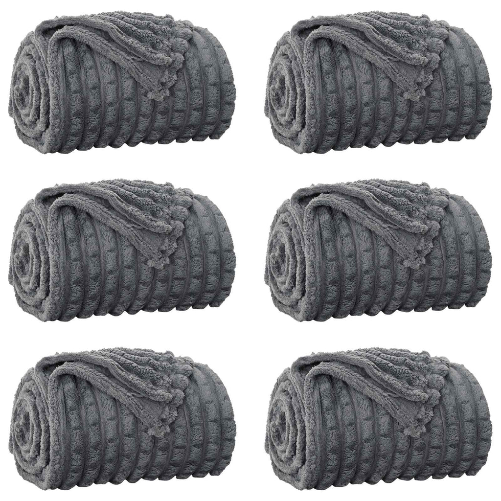 Wohndecken 6 pcs Dunkelgrau 240 x 220 cm Fleece