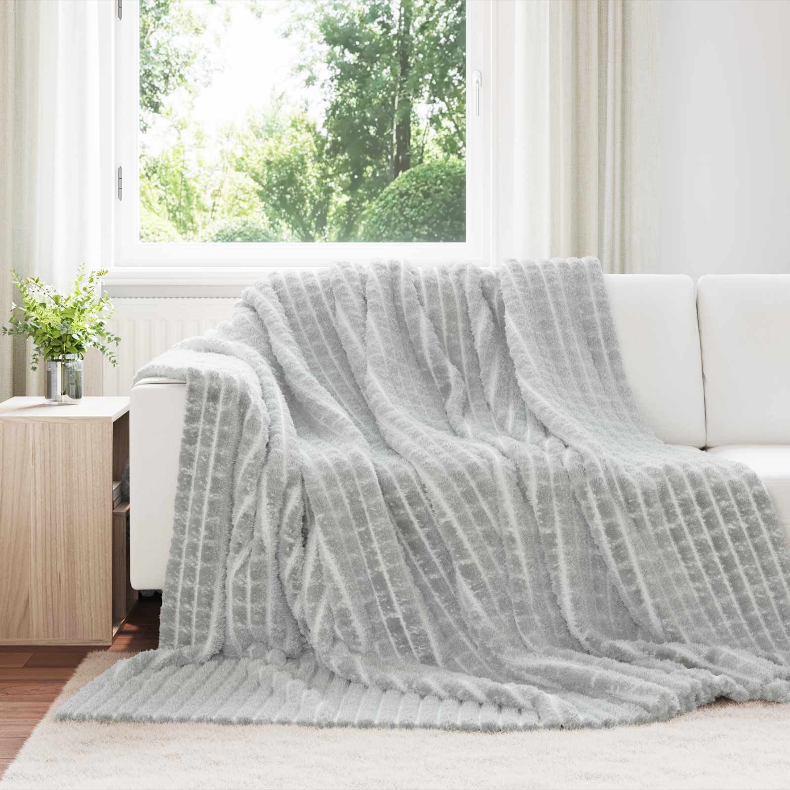 Wohndecken 6 pcs Grau 270 x 240 cm Fleece
