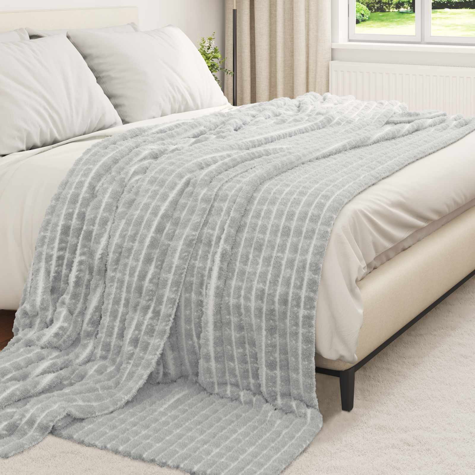 Wohndecken 6 pcs Grau 270 x 240 cm Fleece