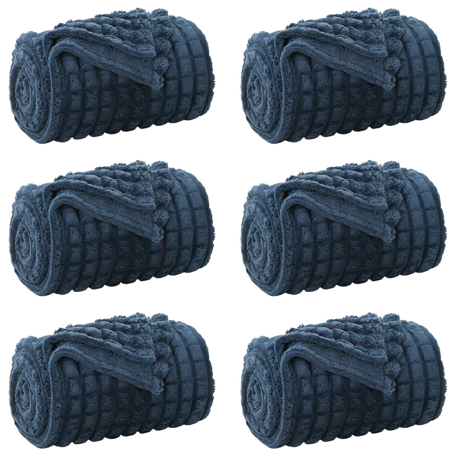 Wohndecken 6 pcs Marineblau 200 x 150 cm Fleece