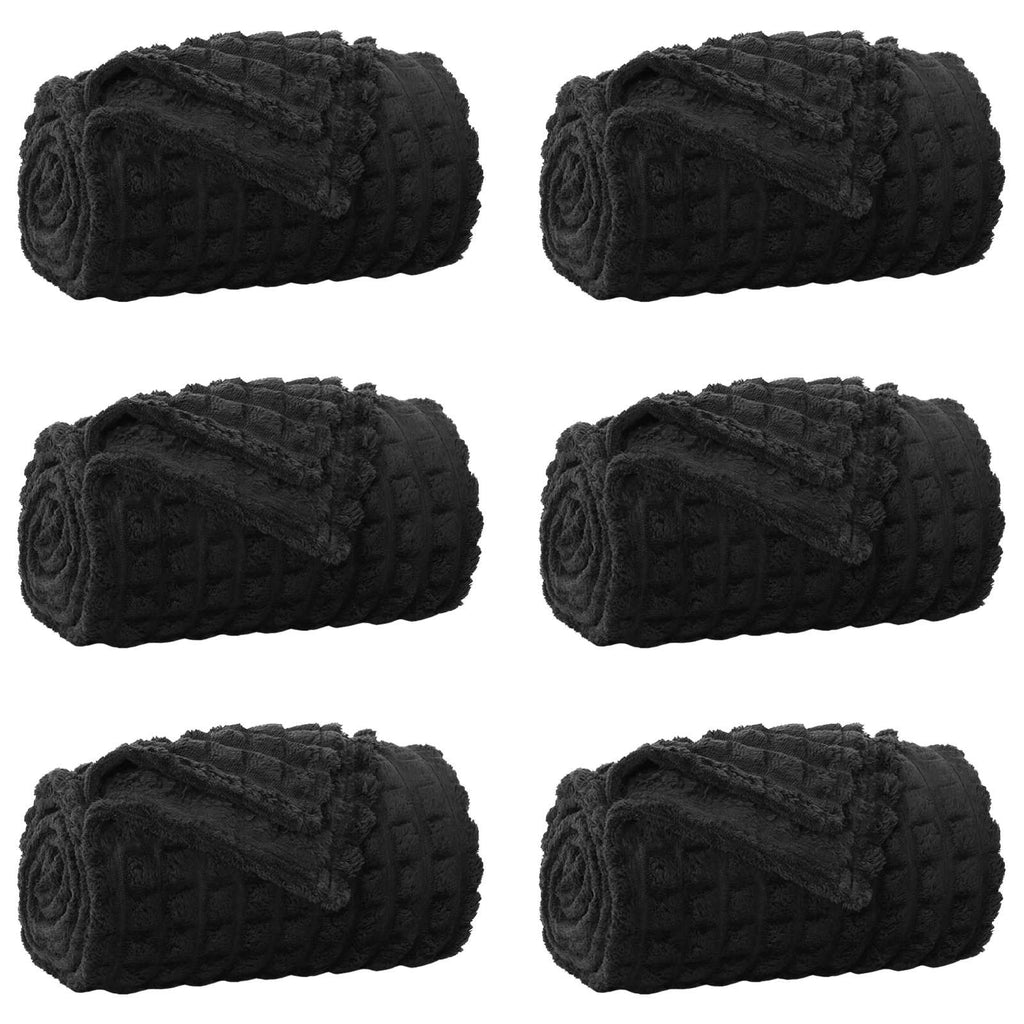 Wohndecken 6 pcs Schwarz 150 x 130 cm Fleece