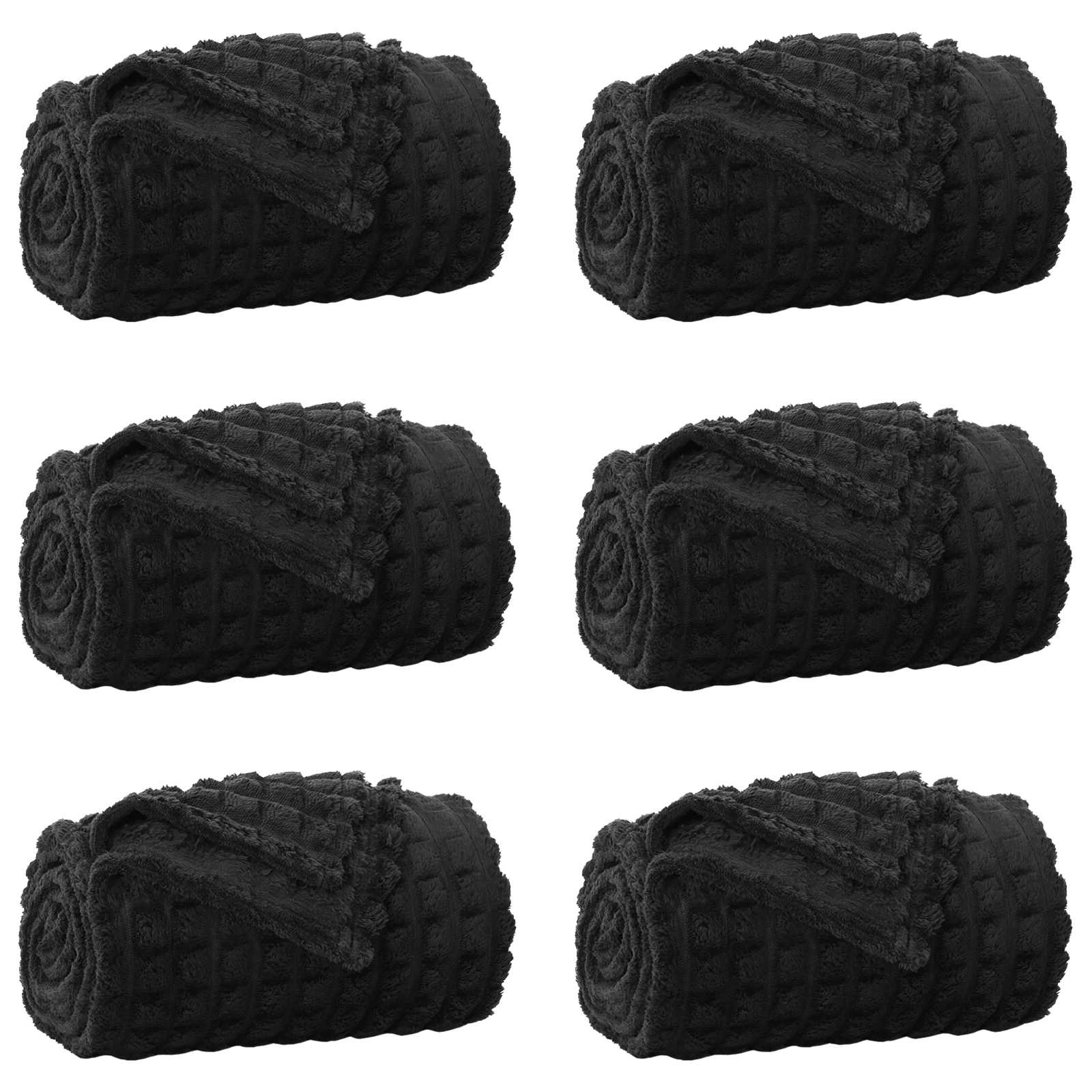 Wohndecken 6 pcs Schwarz 150 x 130 cm Fleece